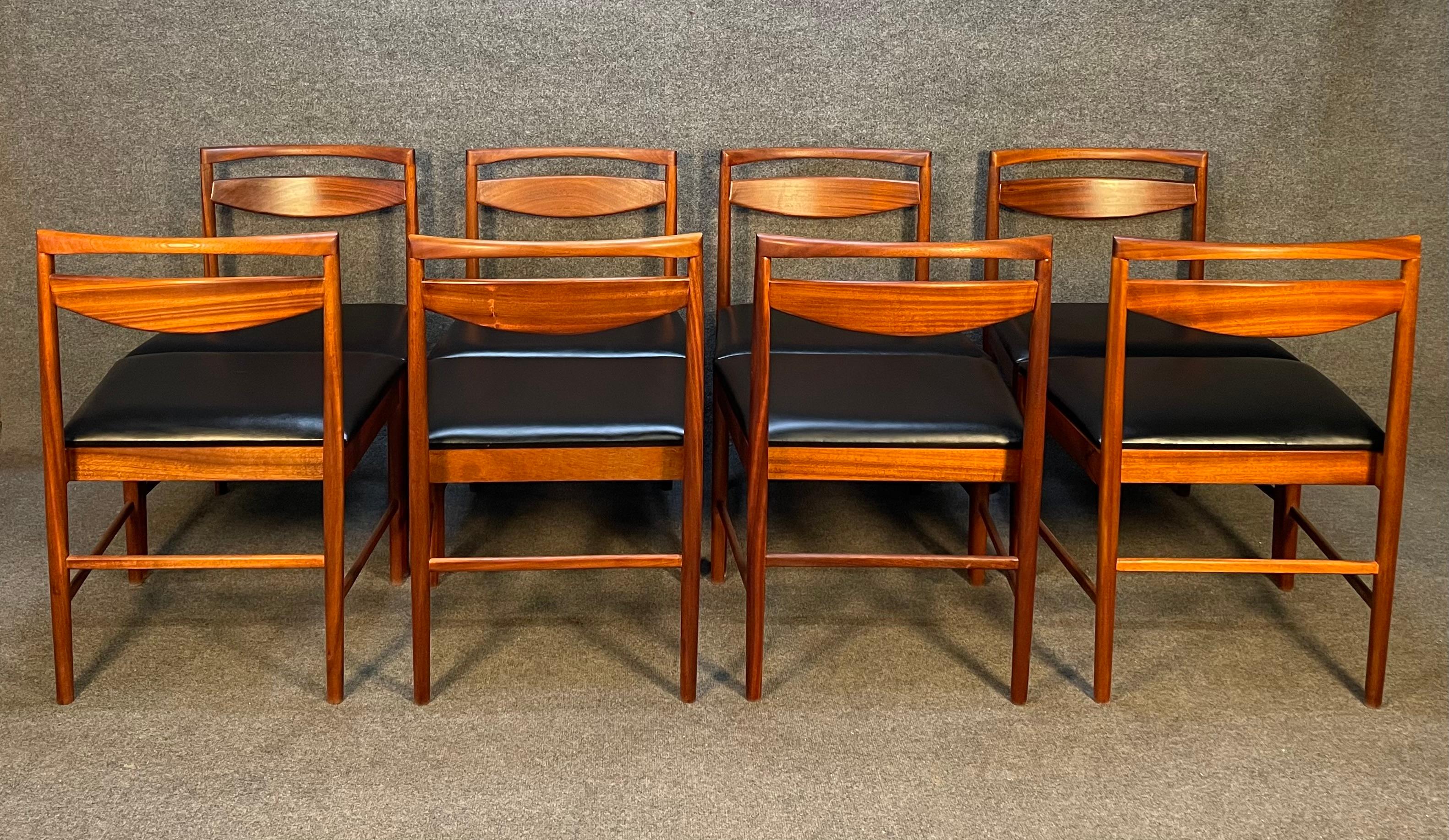 Mid-20th Century Set of 8 Vintage British Mid-Century Modern Mahogany Dining Chairs by McIntosh