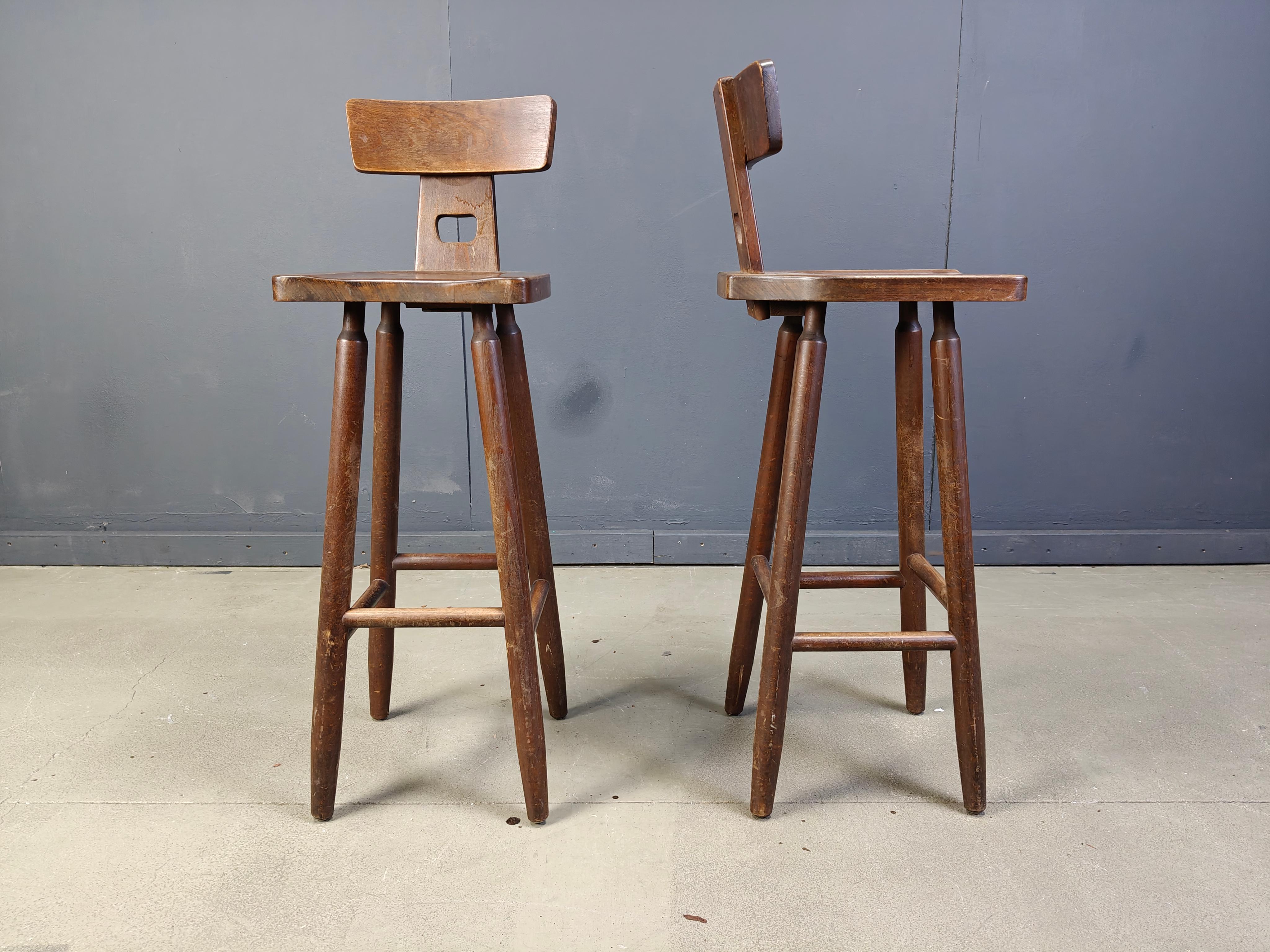 Brutalist Set of 8 vintage brutalist bar stools, 1960s For Sale