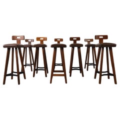 Set of 8 vintage brutalist bar stools, 1960s