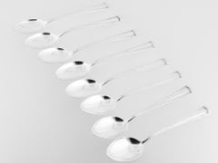 Set of 8 Vintage Cartier Marie Louise Sterling Silver Demitasse Spoons