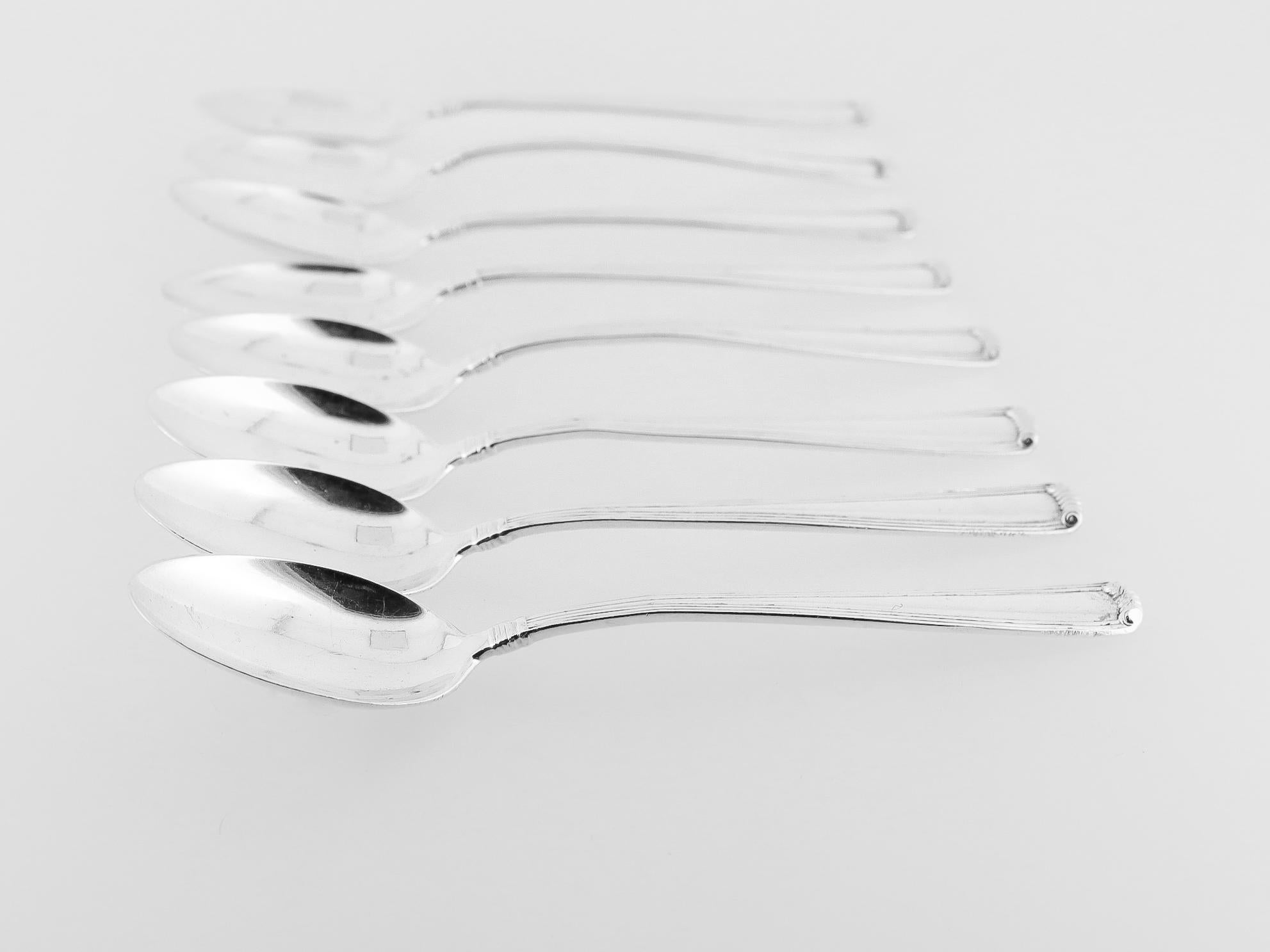 XX secolo Set di 8 cucchiai demitasse d'epoca in argento Sterling Cartier Marie Louise in vendita
