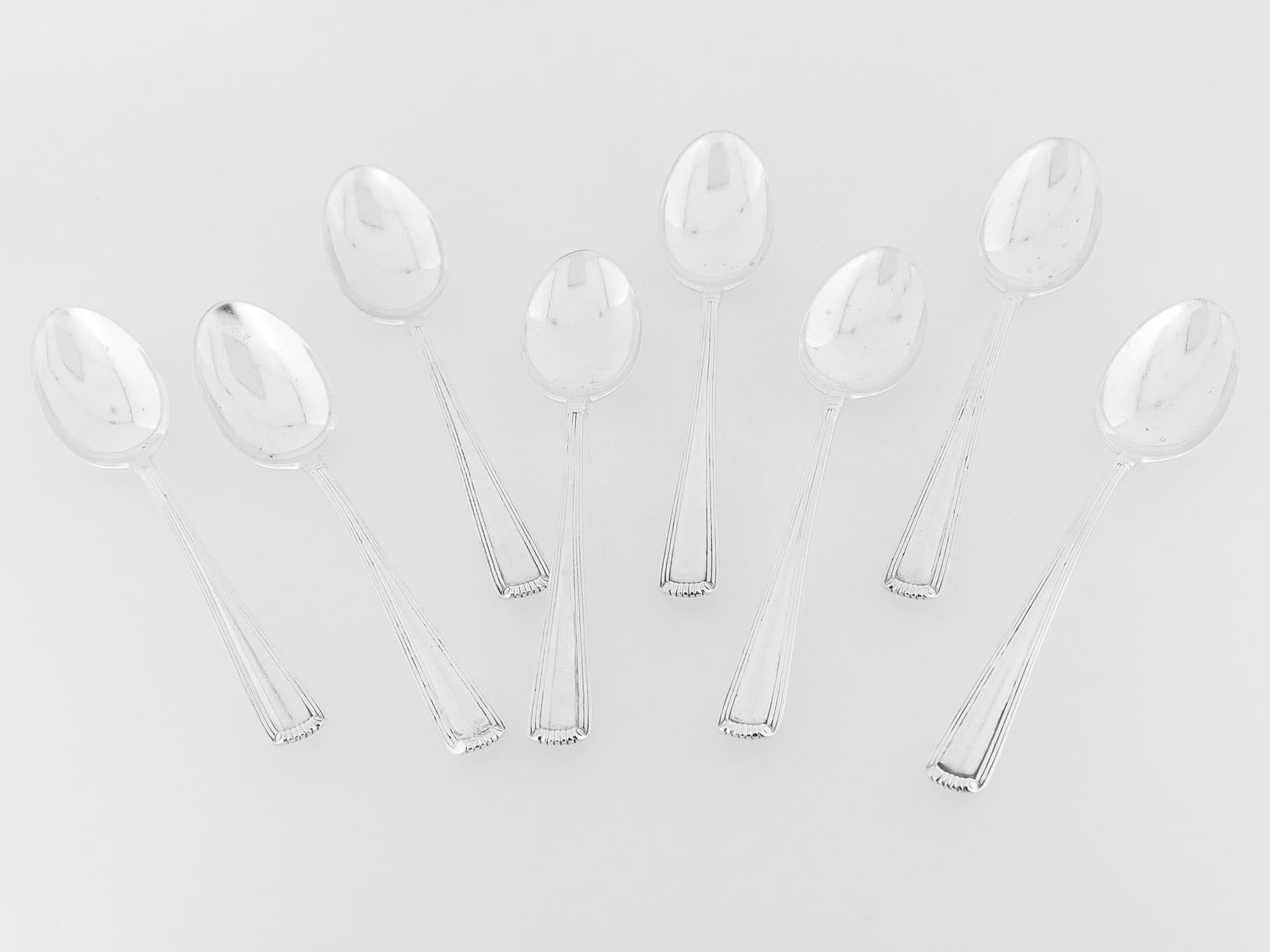 Argento 925 Set di 8 cucchiai demitasse d'epoca in argento Sterling Cartier Marie Louise in vendita