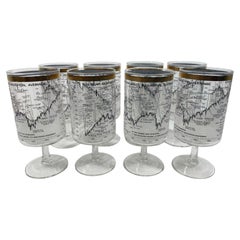 Set of 8 Vintage Cera Glassware Dow-Jones Industrial Average 1958-68 Coolers