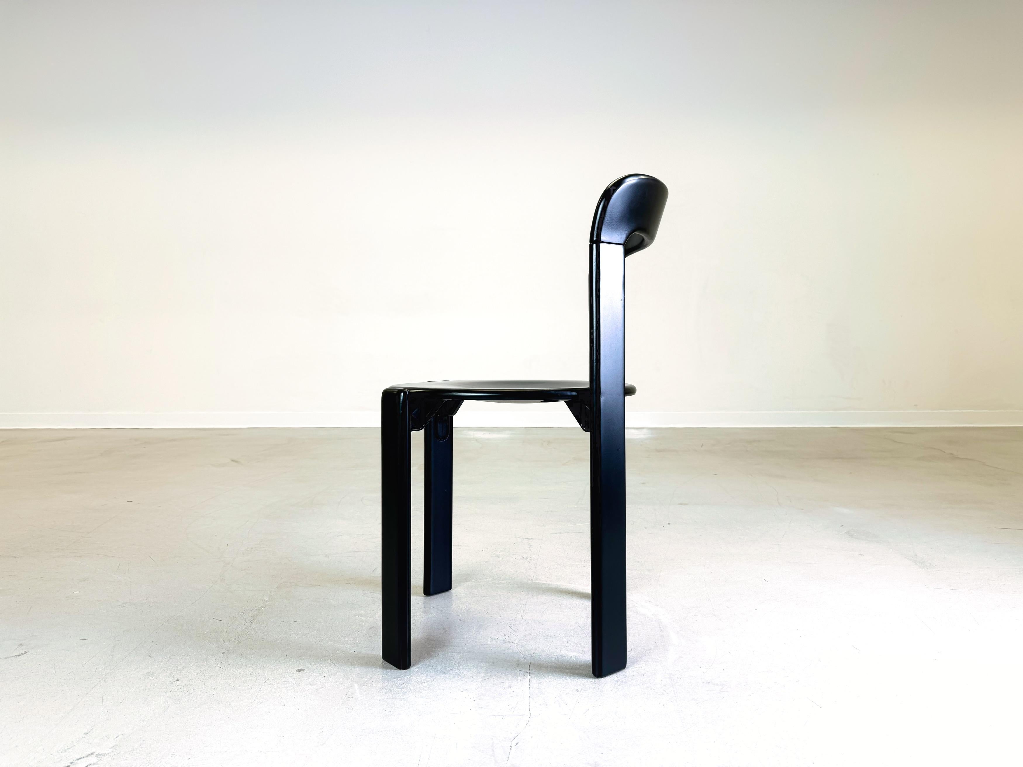 Set of 8 Vintage chairs Bruno Rey Kusch & Co black 1970s design new lacquered For Sale 2