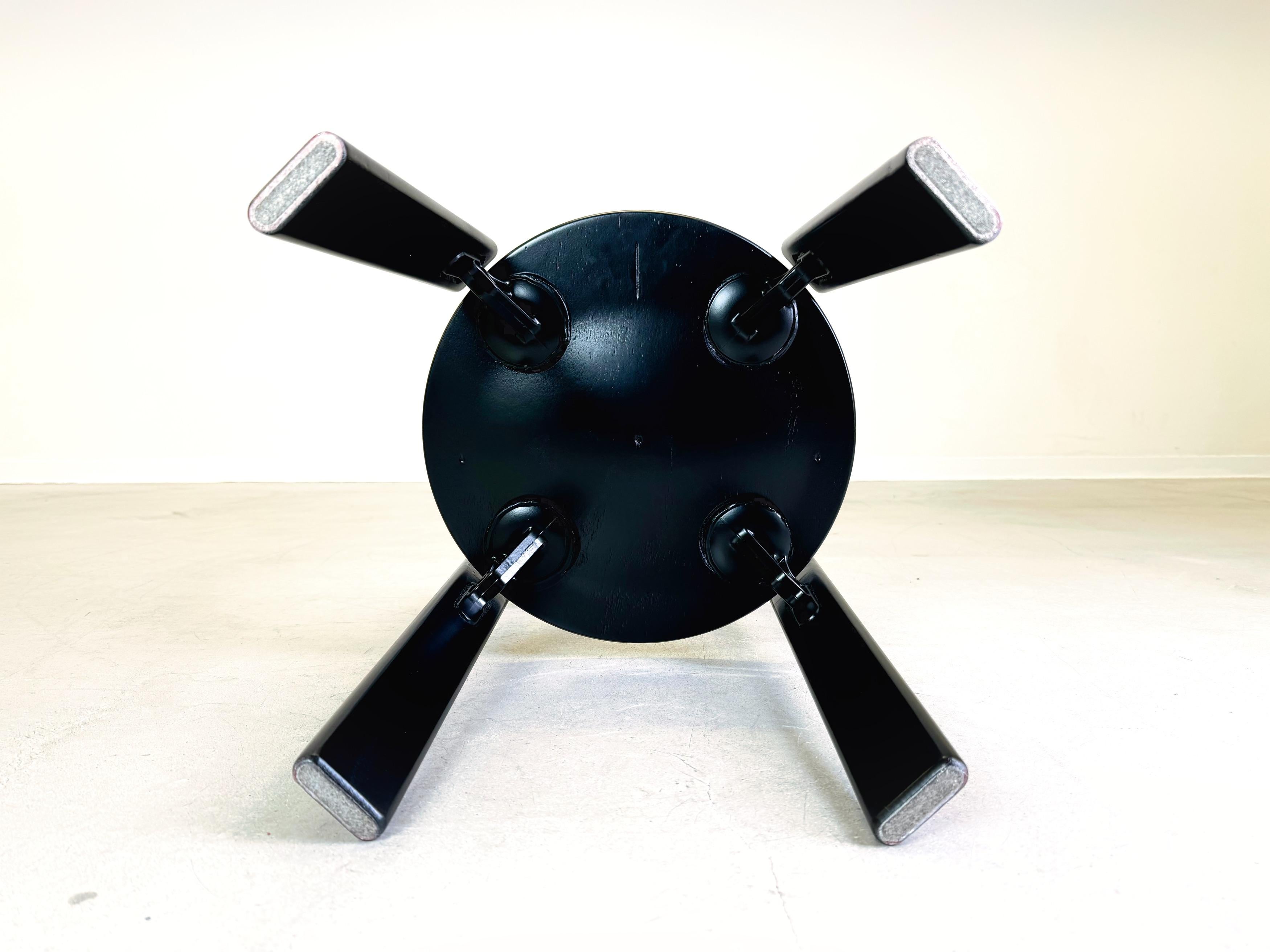 Set of 8 Vintage chairs Bruno Rey Kusch & Co black 1970s design new lacquered For Sale 3