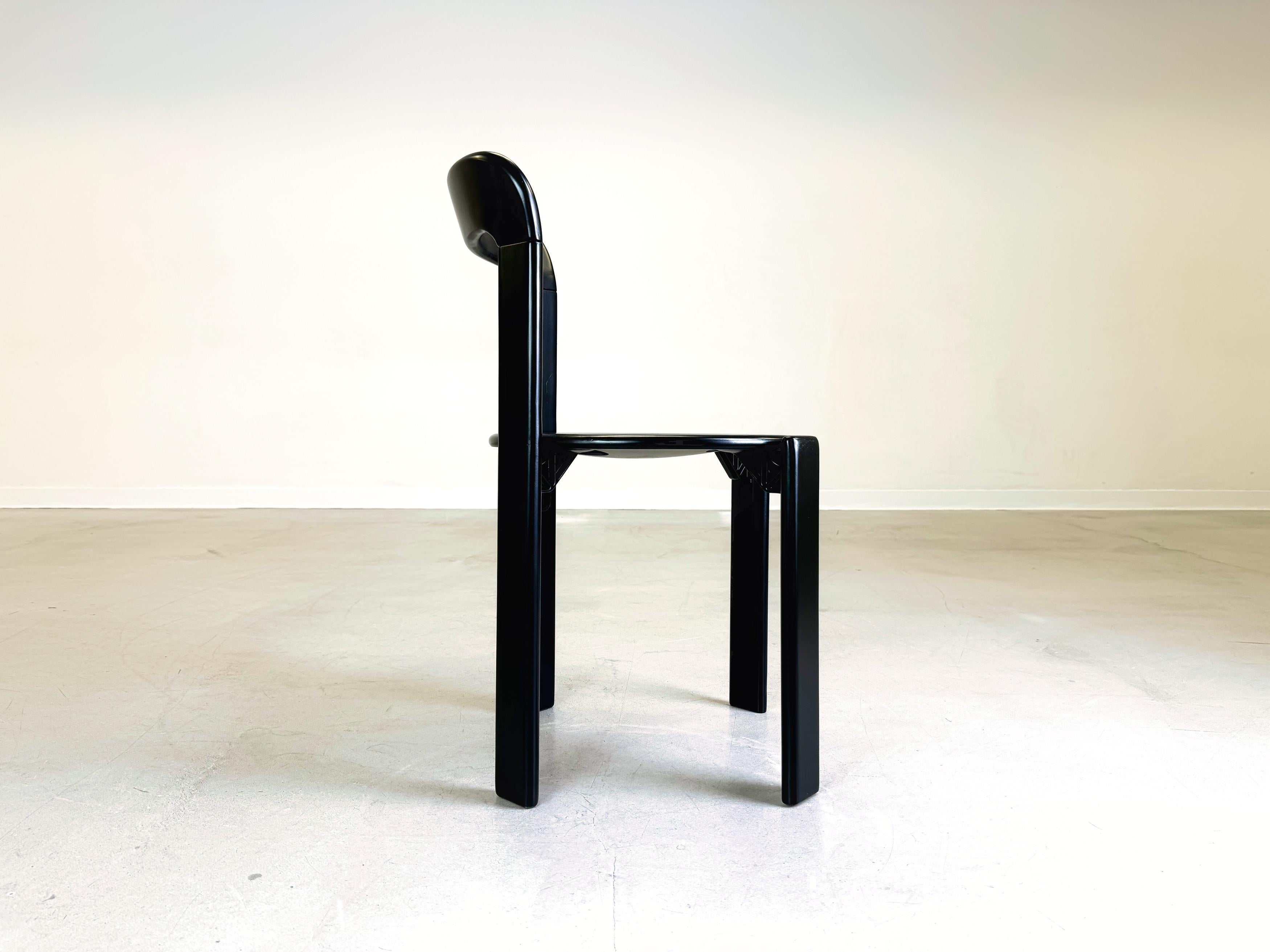 Set of 8 Vintage chairs Bruno Rey Kusch & Co black 1970s design new lacquered For Sale 4