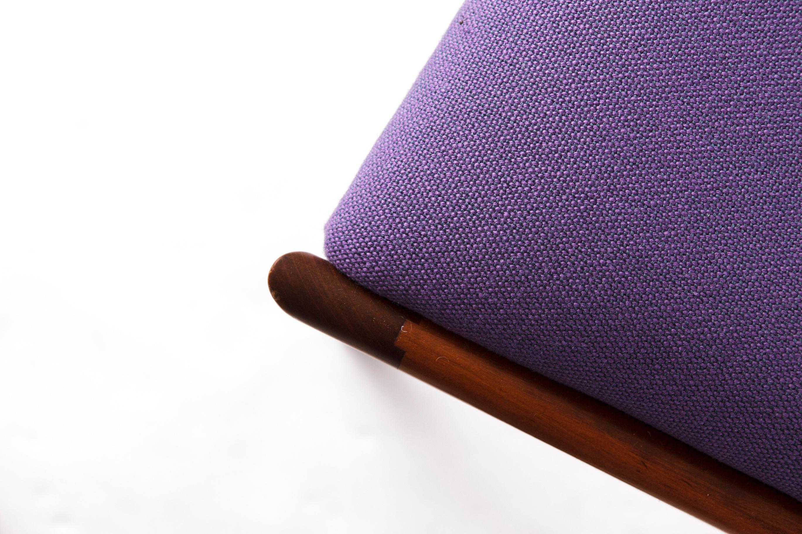Allemand Ensemble de 8 chaises vintage par Lübke - 1960s-70s Beech Wood & Violet Textile en vente