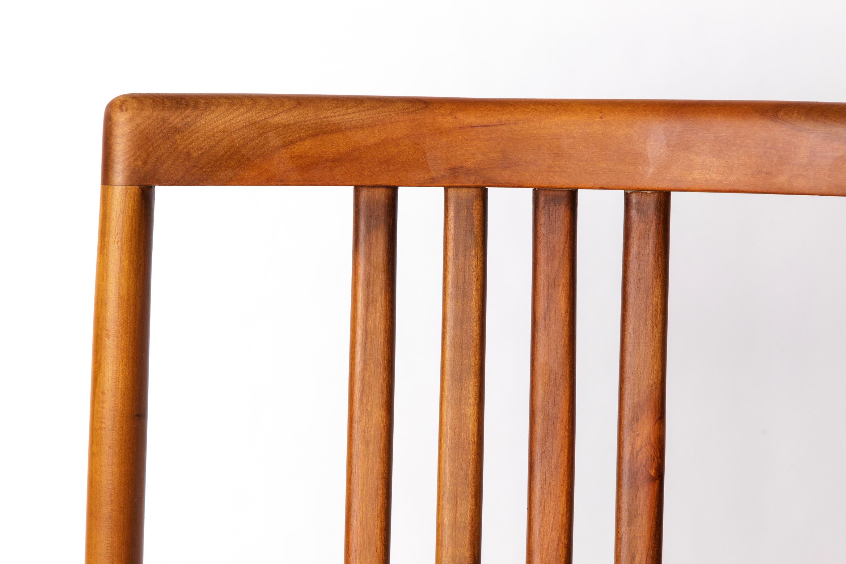 Poli Ensemble de 8 chaises vintage par Lübke - 1960s-70s Beech Wood & Violet Textile en vente