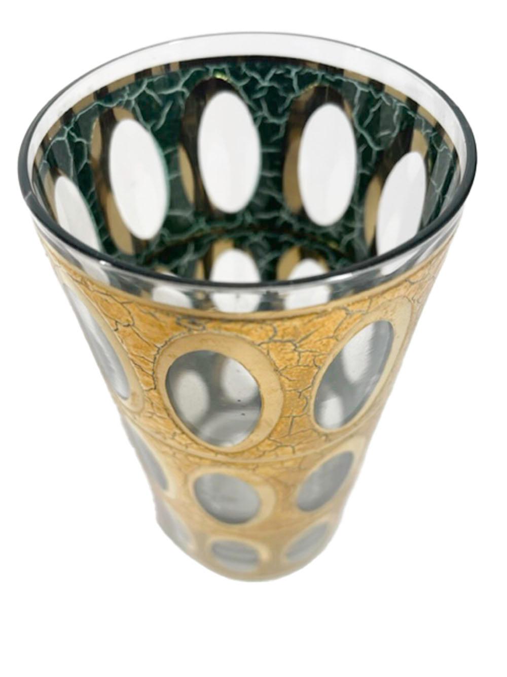 20th Century Set of 8, Vintage Culver, LTD. Pisa Pattern Highball Glasses in 22 Karat Gold