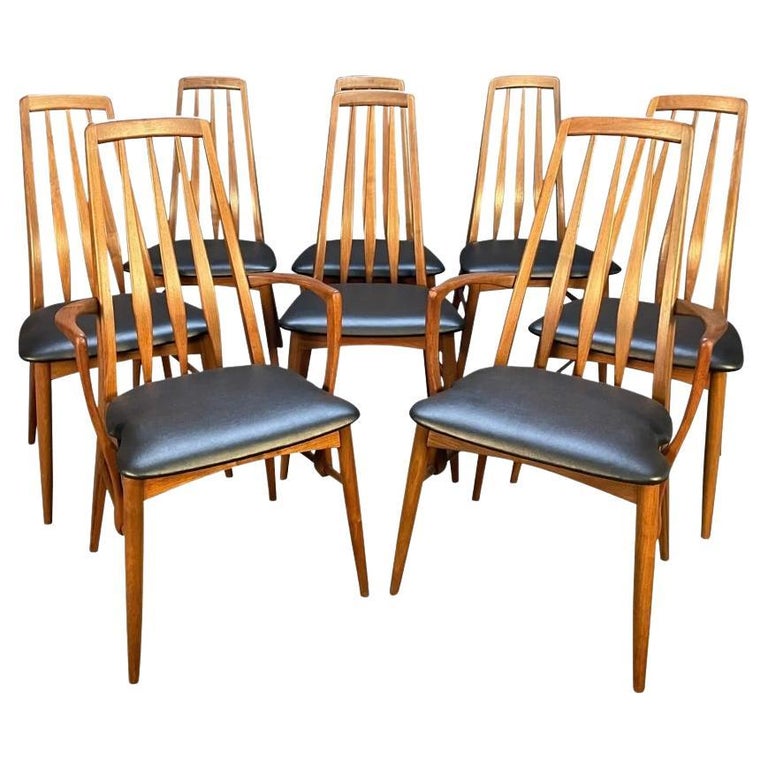 Set of 8 Vintage Danish MidCentury Modern Walnut "Eva" Dining Chairs