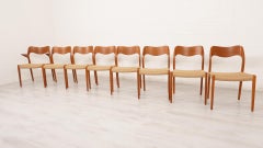Set of 8 vintage dining chairs  Niels Otto Møller  Model 71 & Model 55