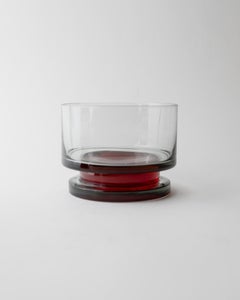Set of 8 Vintage Drinking Glasses, Grey Glass with Red Stem, 1970s