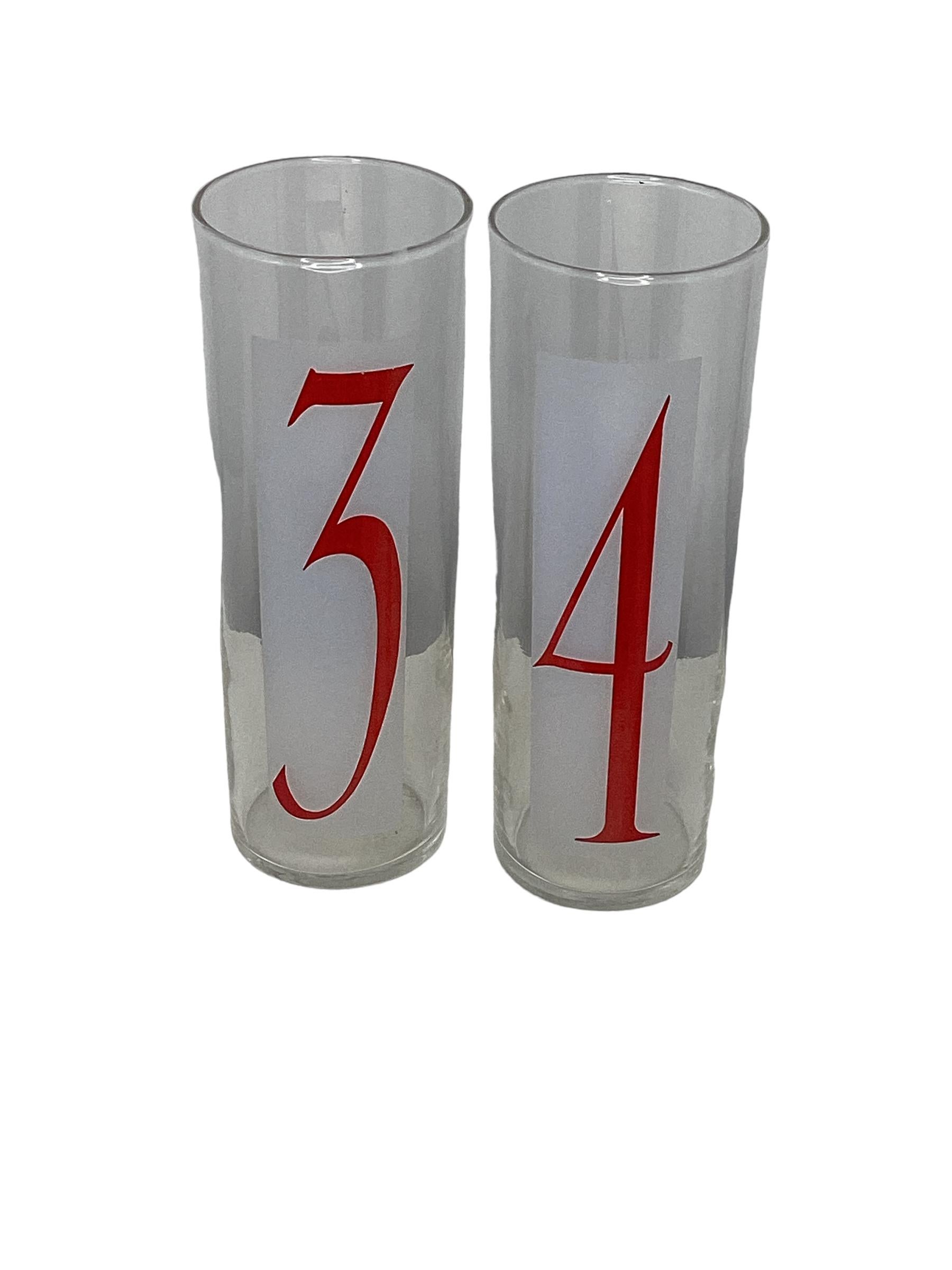 Mid-Century Modern Lot de 8 verres Vintage Federal Glass Drinks By Numbers Tom Collins  en vente