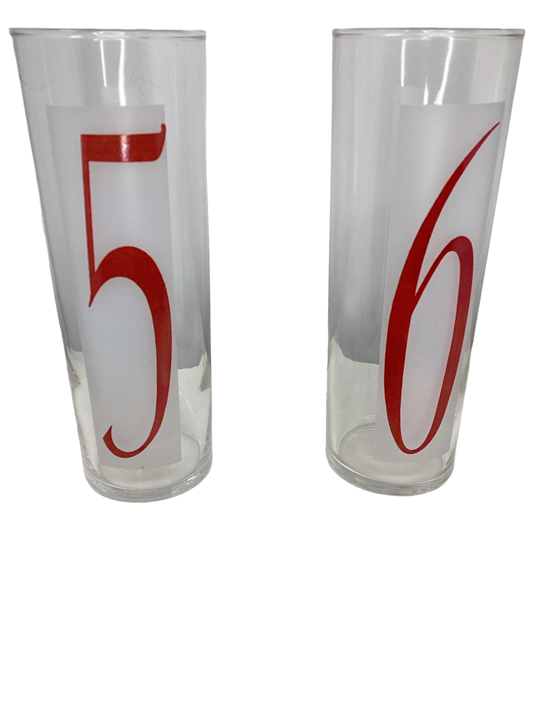 Américain Lot de 8 verres Vintage Federal Glass Drinks By Numbers Tom Collins  en vente