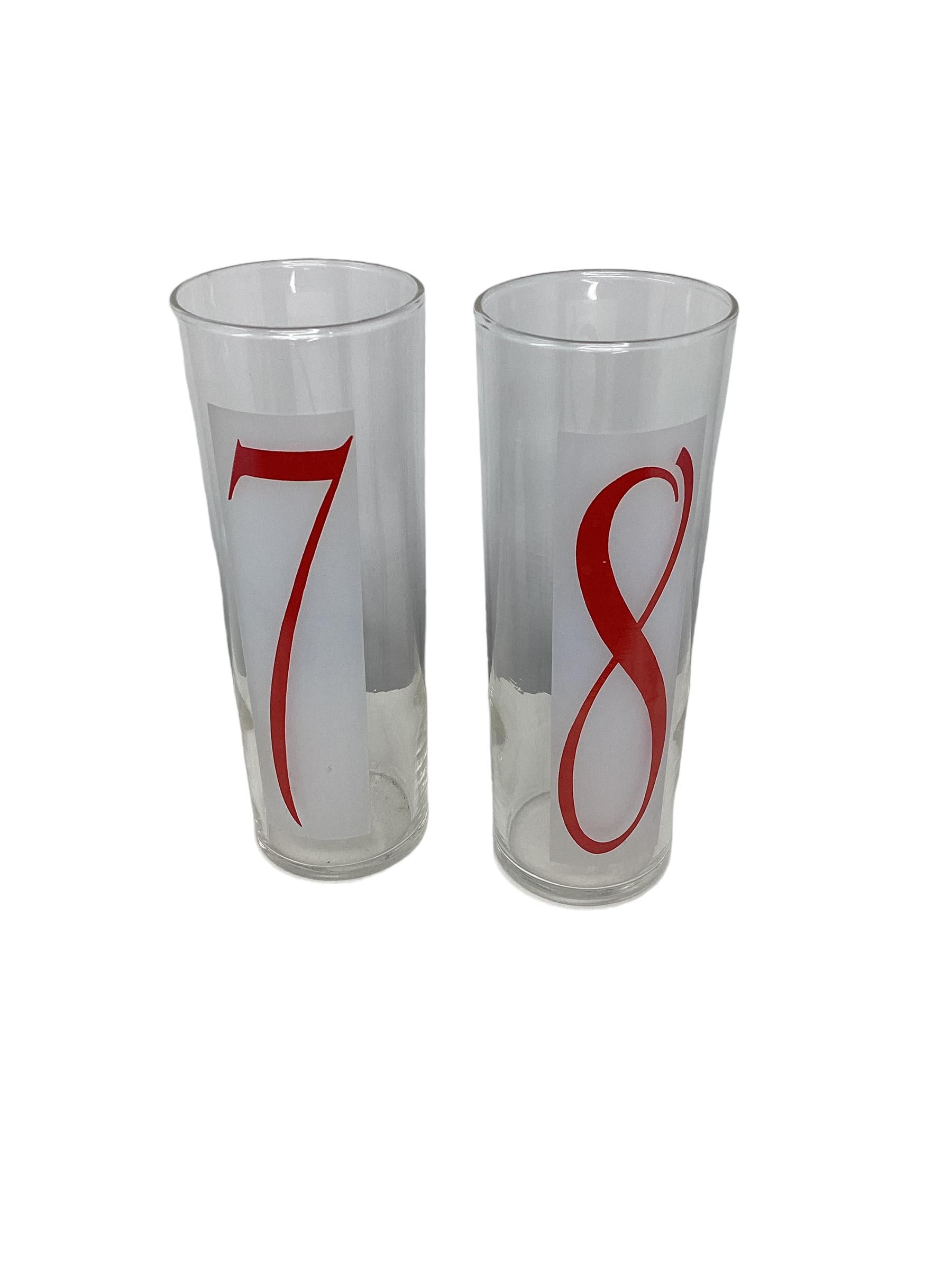 Lot de 8 verres Vintage Federal Glass Drinks By Numbers Tom Collins  Bon état - En vente à Chapel Hill, NC