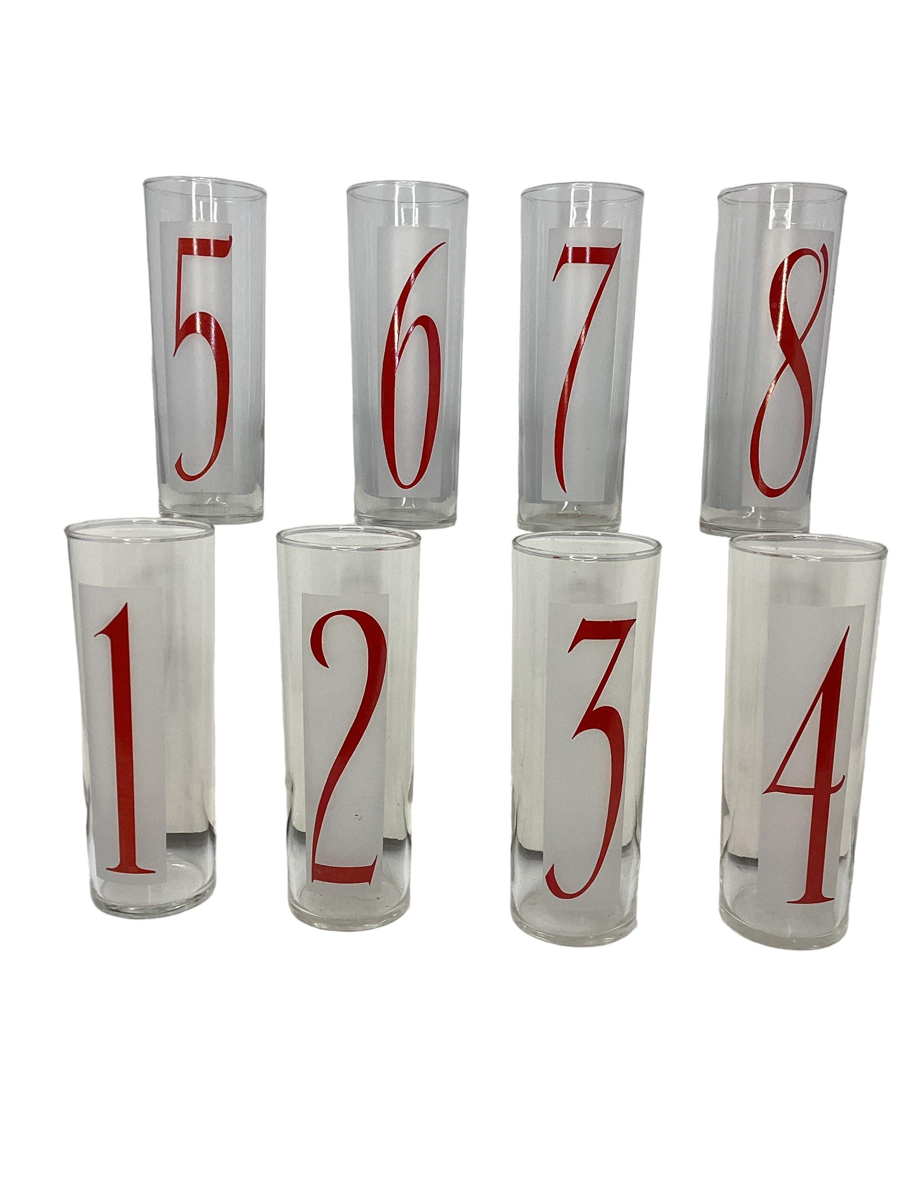 Late 20th Century Set of 8 Vintage Federal Glass Drinks By Numbers Tom Collins Glasses  For Sale