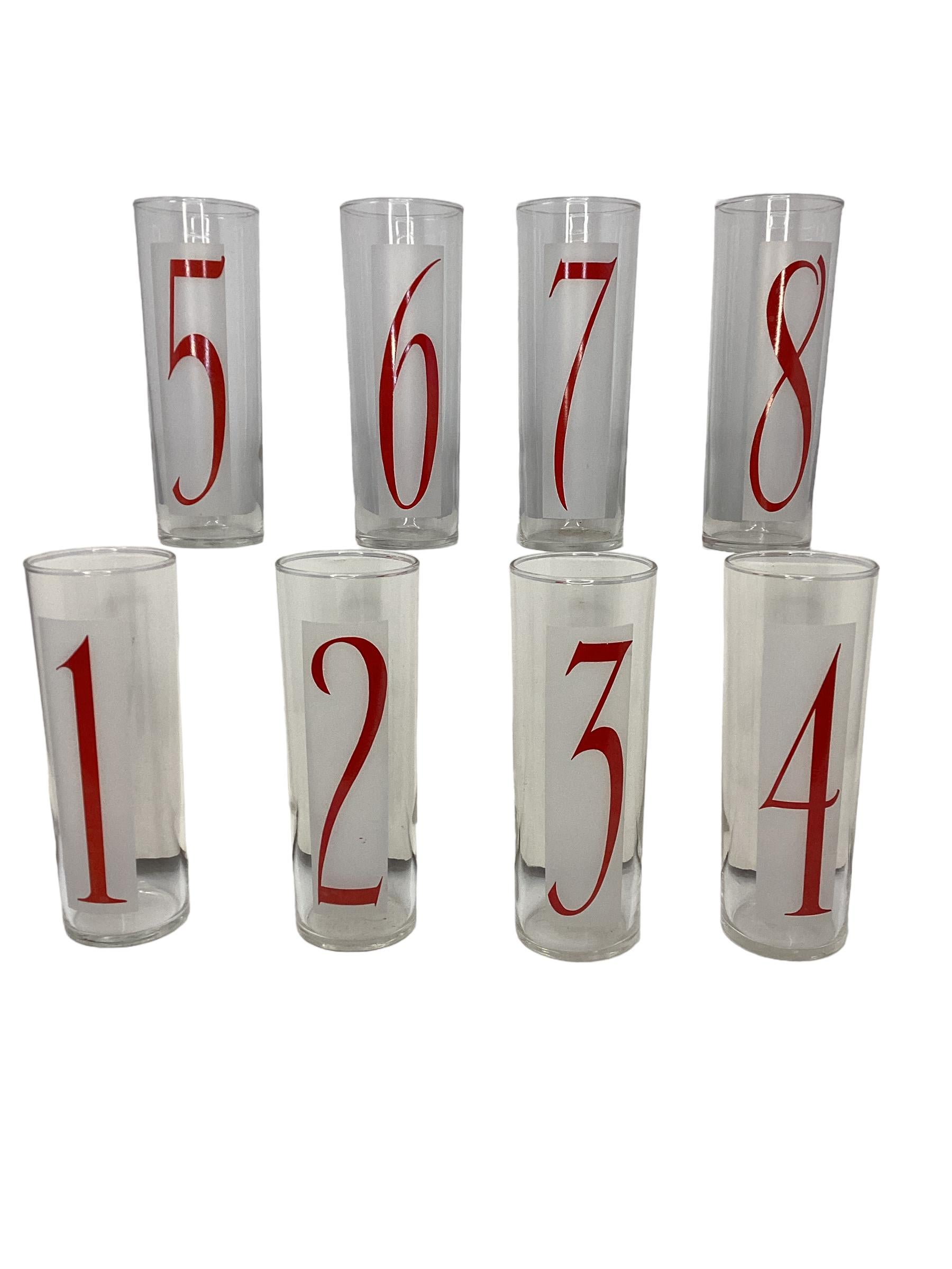 Set of 8 Vintage Federal Glass Drinks By Numbers Tom Collins Glasses  For Sale 1