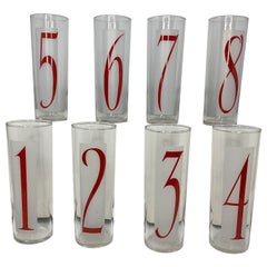 Set of 8 Vintage Federal Glass Drinks By Numbers Tom Collins Glasses