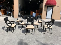 Set of 8 Vintage French Art Deco “Gondola” Dining Chairs, 1940s