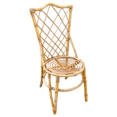 Set of 8 Vintage French Bamboo and Rattan Dining Chairs