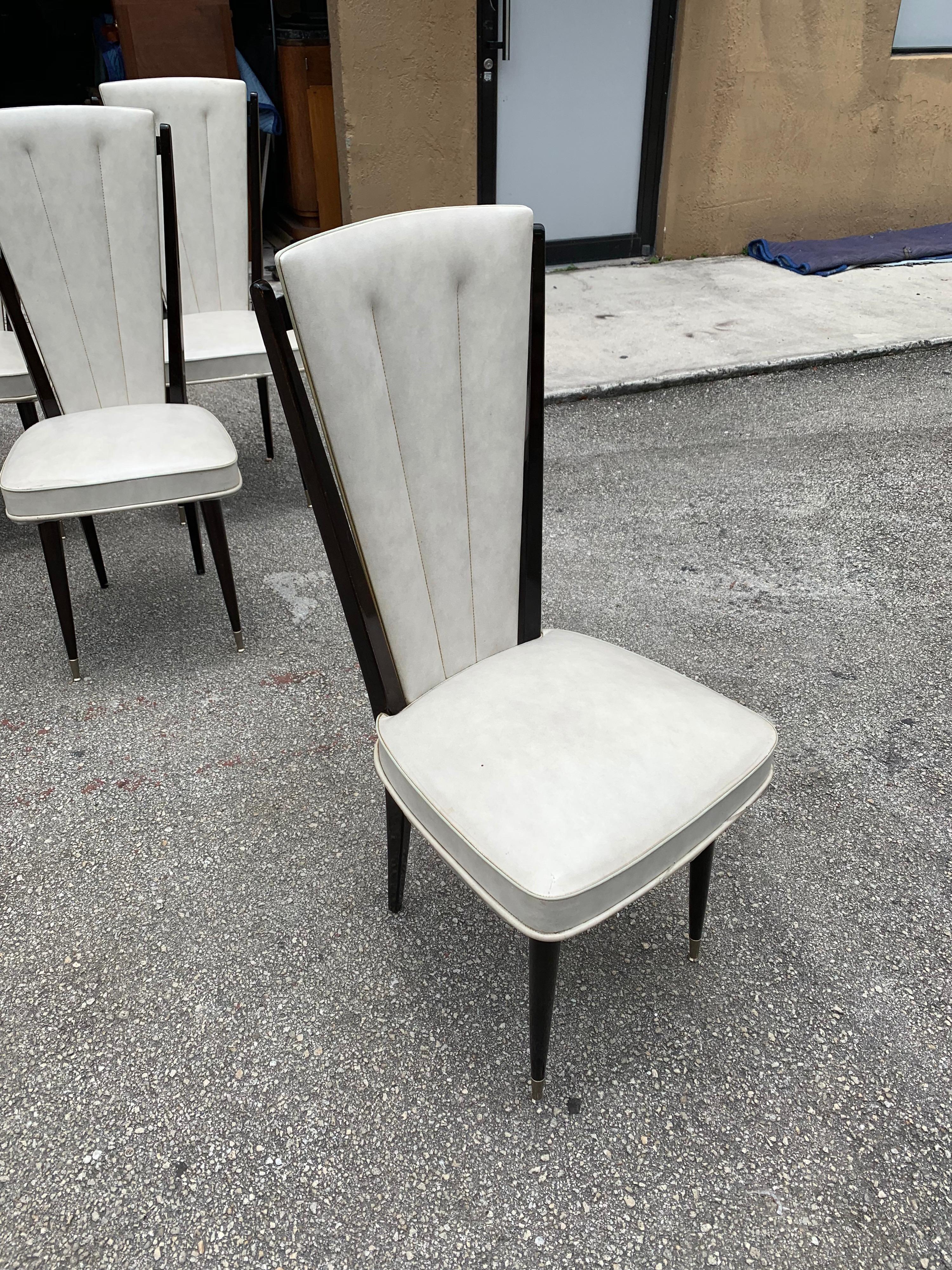 Set of 8 Vintage French Modern Solid Mahogany Dining Chairs, 1940s 5
