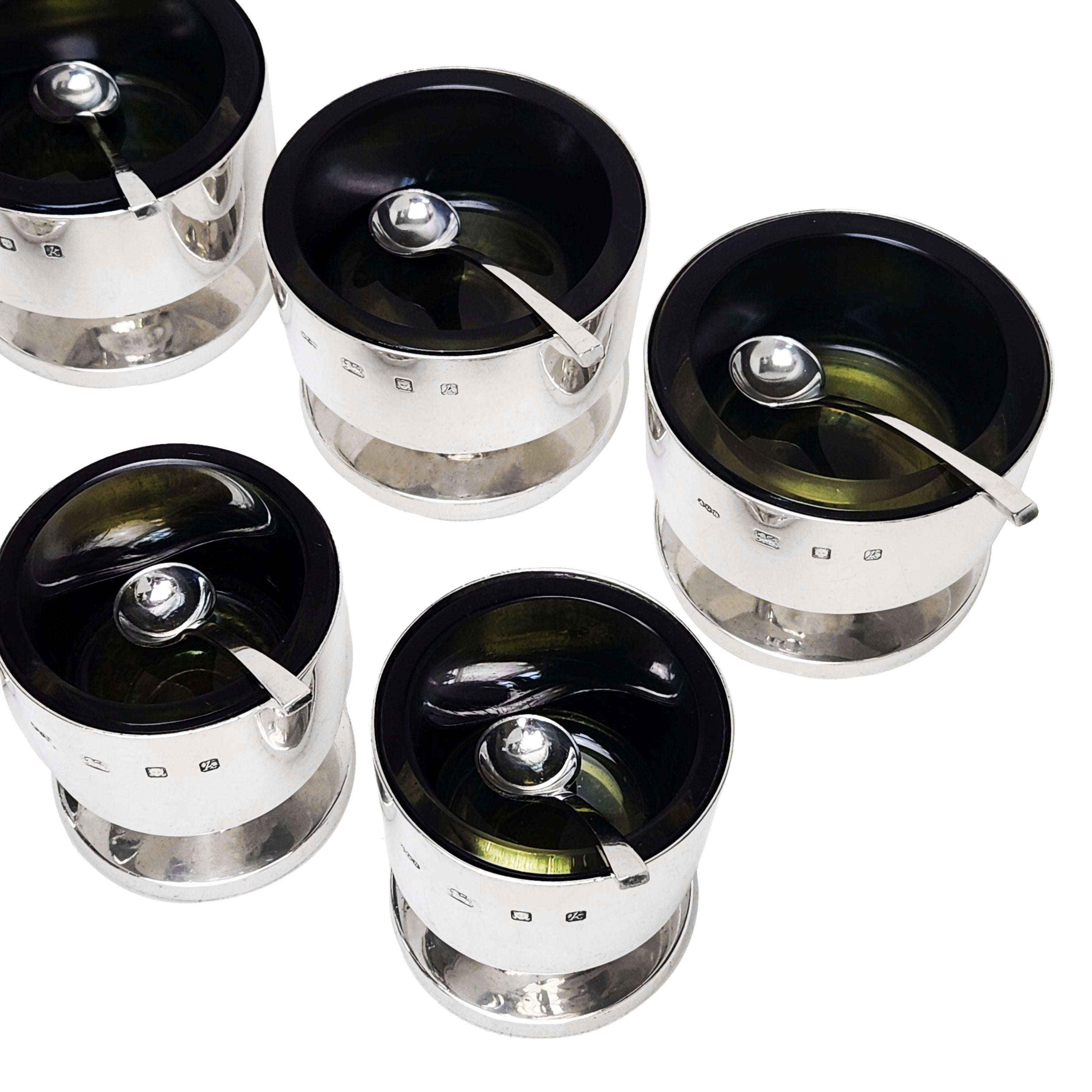 English Set of 8 Vintage Gerald Benney Silver Condiment Pots - Salts & Mustards 1965