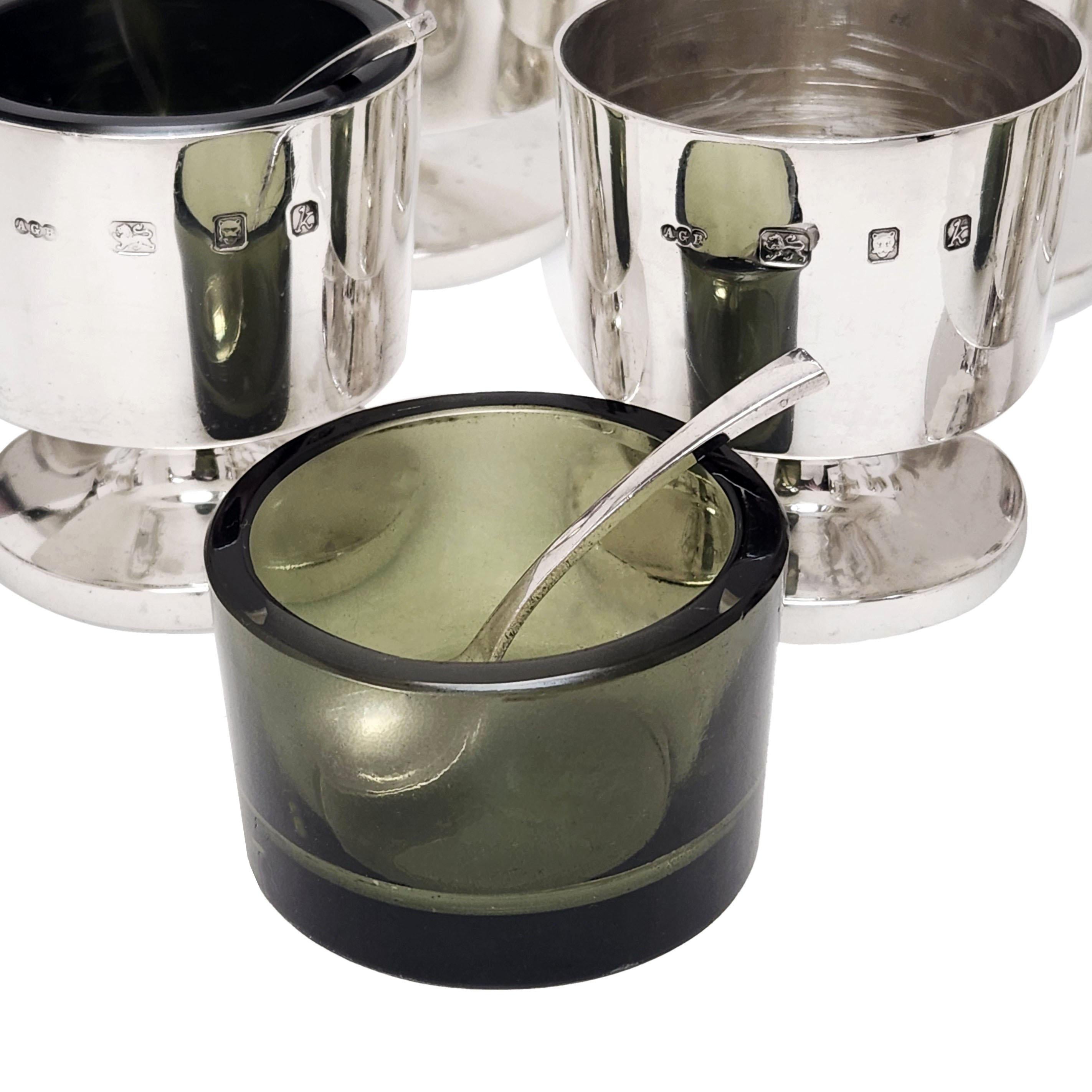 Set of 8 Vintage Gerald Benney Silver Condiment Pots - Salts & Mustards 1965 In Good Condition In London, GB