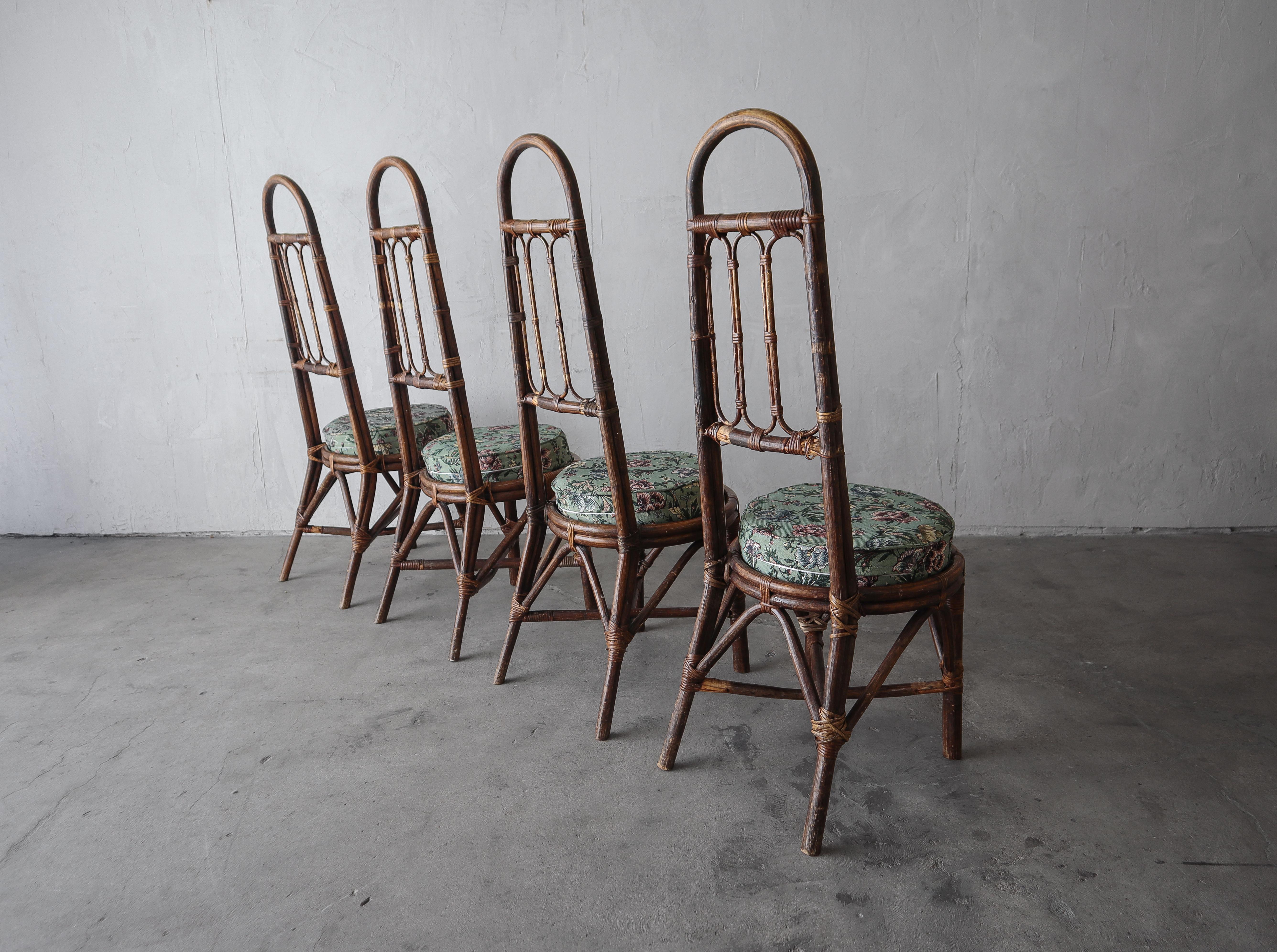 XX secolo Set di 8 sedie da pranzo vintage con schienale alto in bambù italiano in vendita