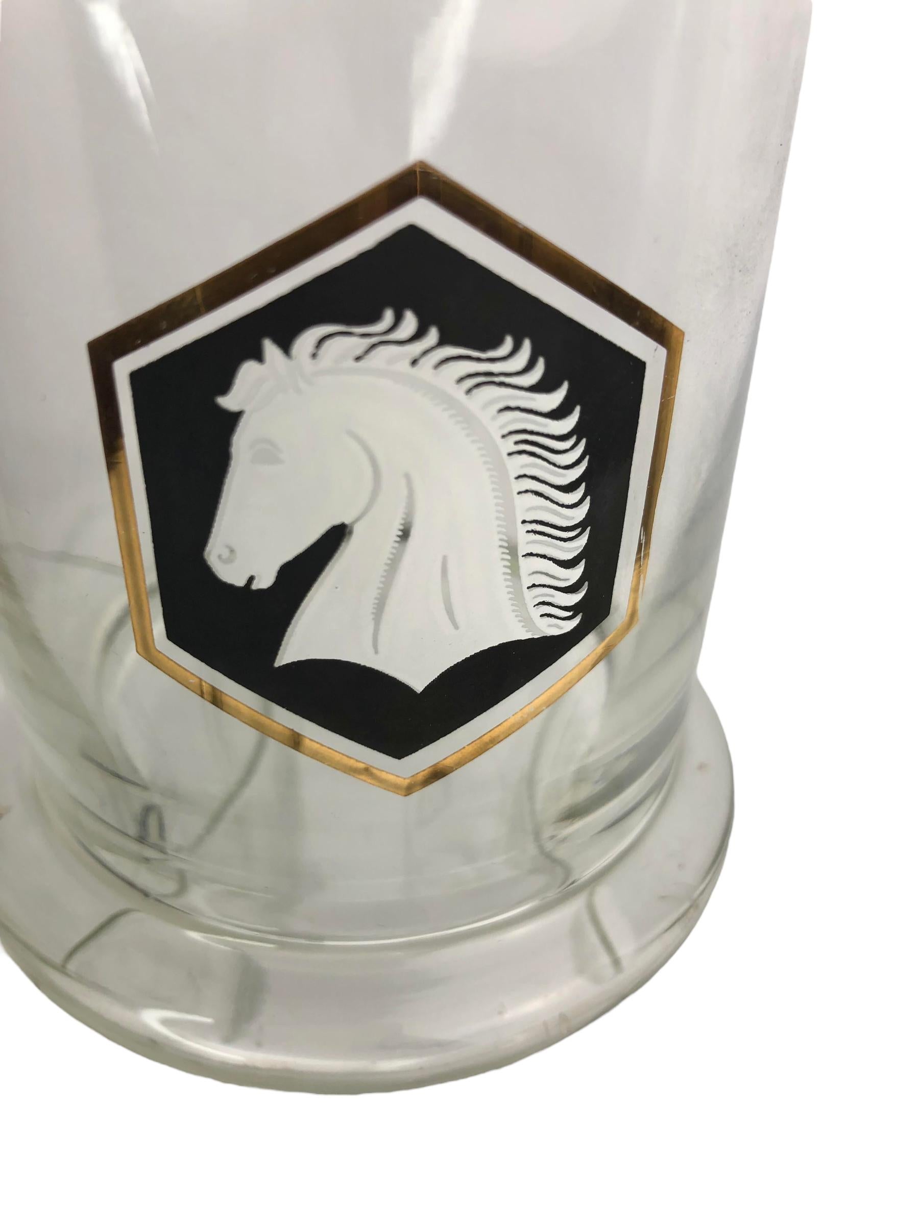 Fin du 20e siècle Ensemble de 8 verres vintage en forme de chevaux  en vente