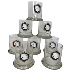 Set of 8 Vintage Horses Rocks Glasses