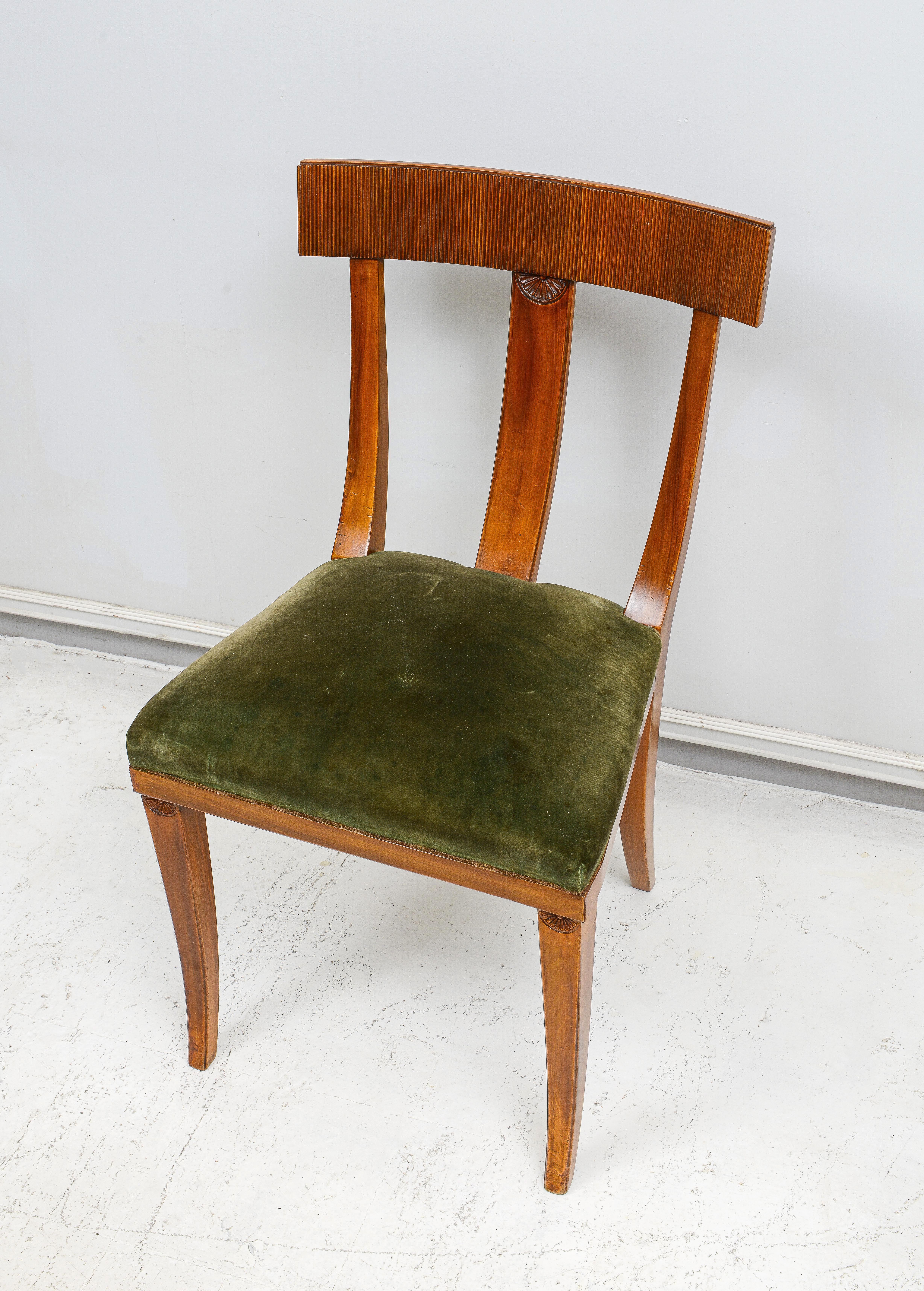 Hardwood Set of 8 Vintage Italian Klismos Dining Chairs For Sale