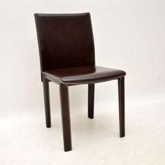 Set of 8 Vintage Italian Leather Dining Chairs by Arper