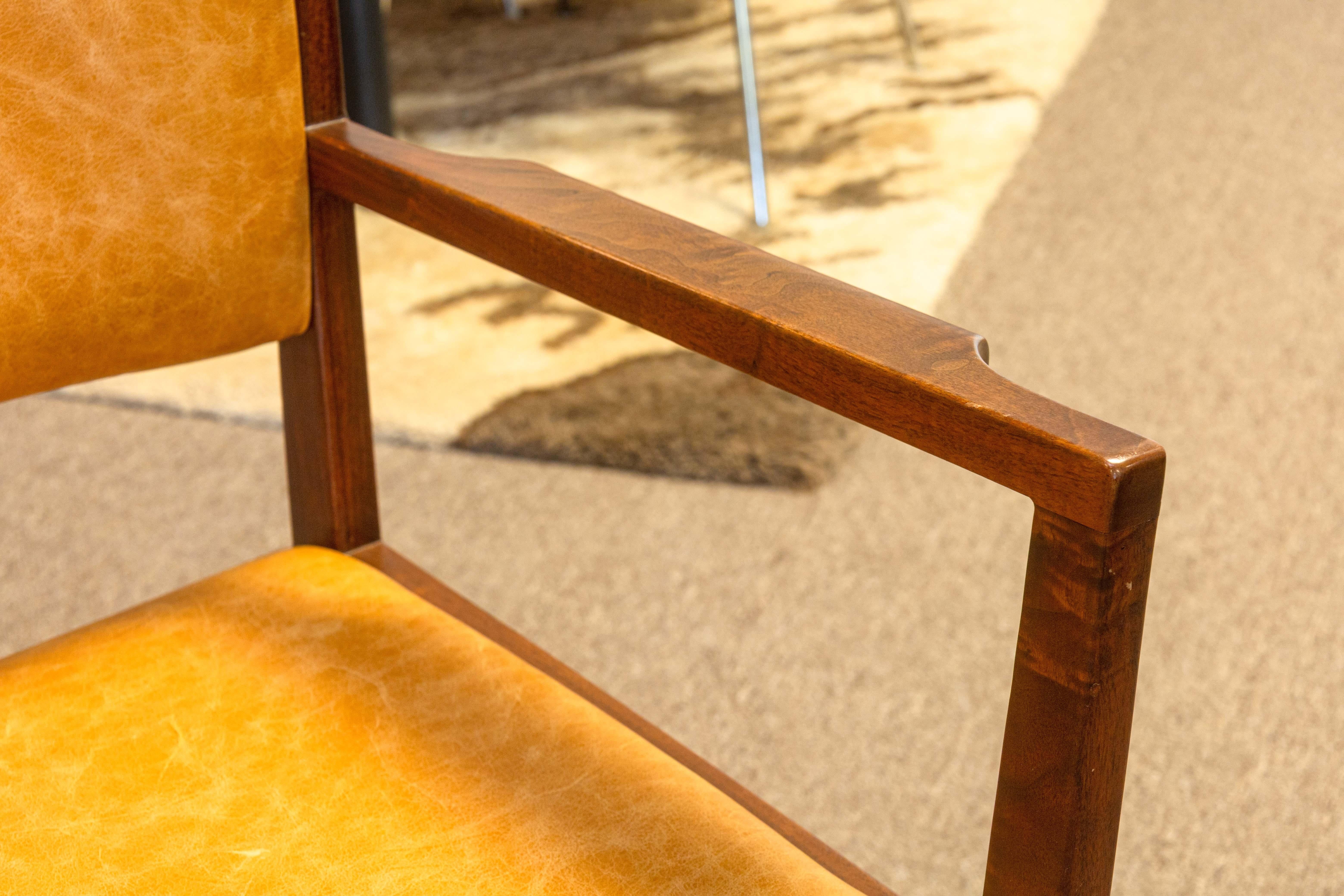 Satz von 8 Vintage Jens Risom Teak & Leder Dänisch Mid Century Mod Esszimmerstühle im Angebot 5