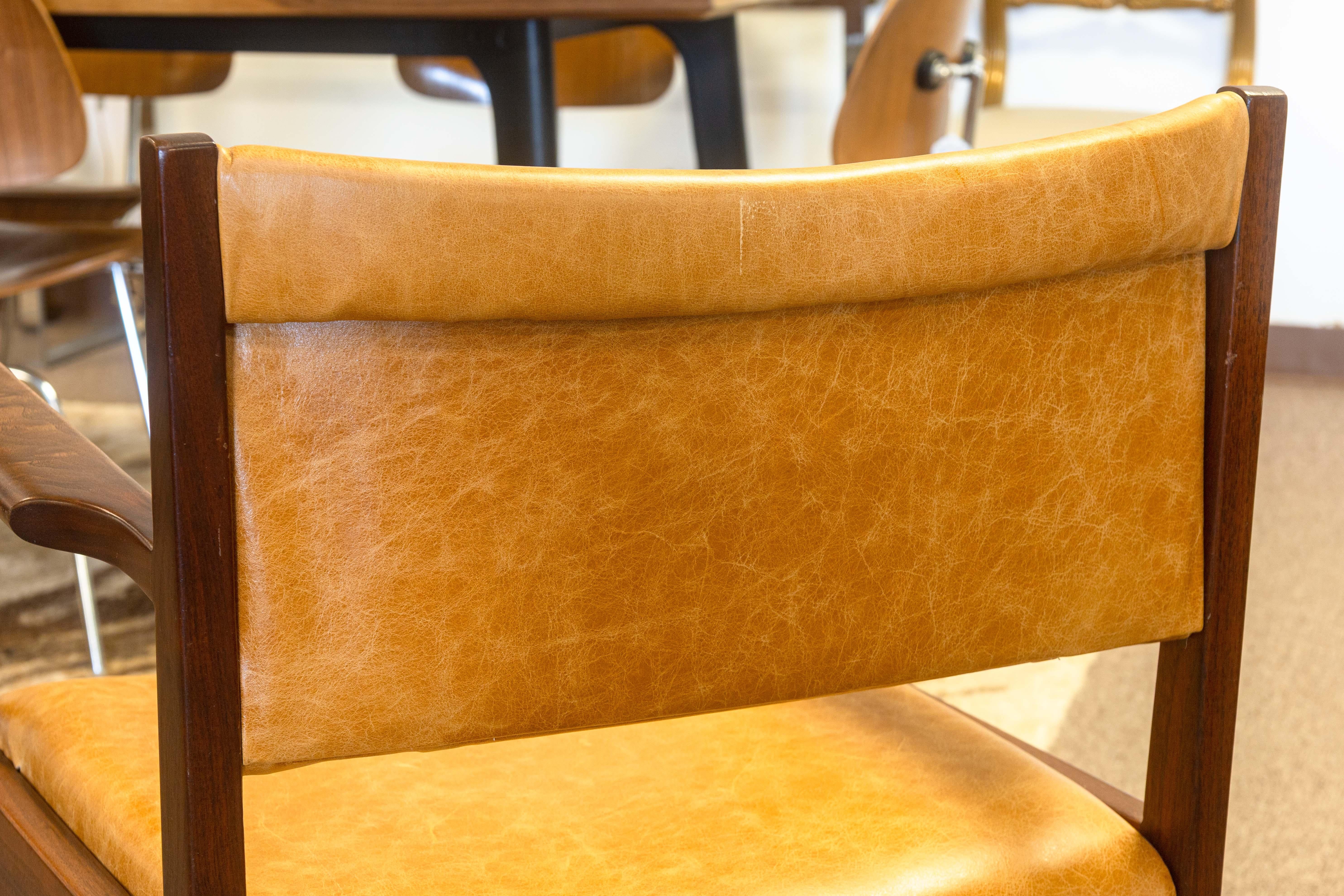 Satz von 8 Vintage Jens Risom Teak & Leder Dänisch Mid Century Mod Esszimmerstühle im Angebot 6