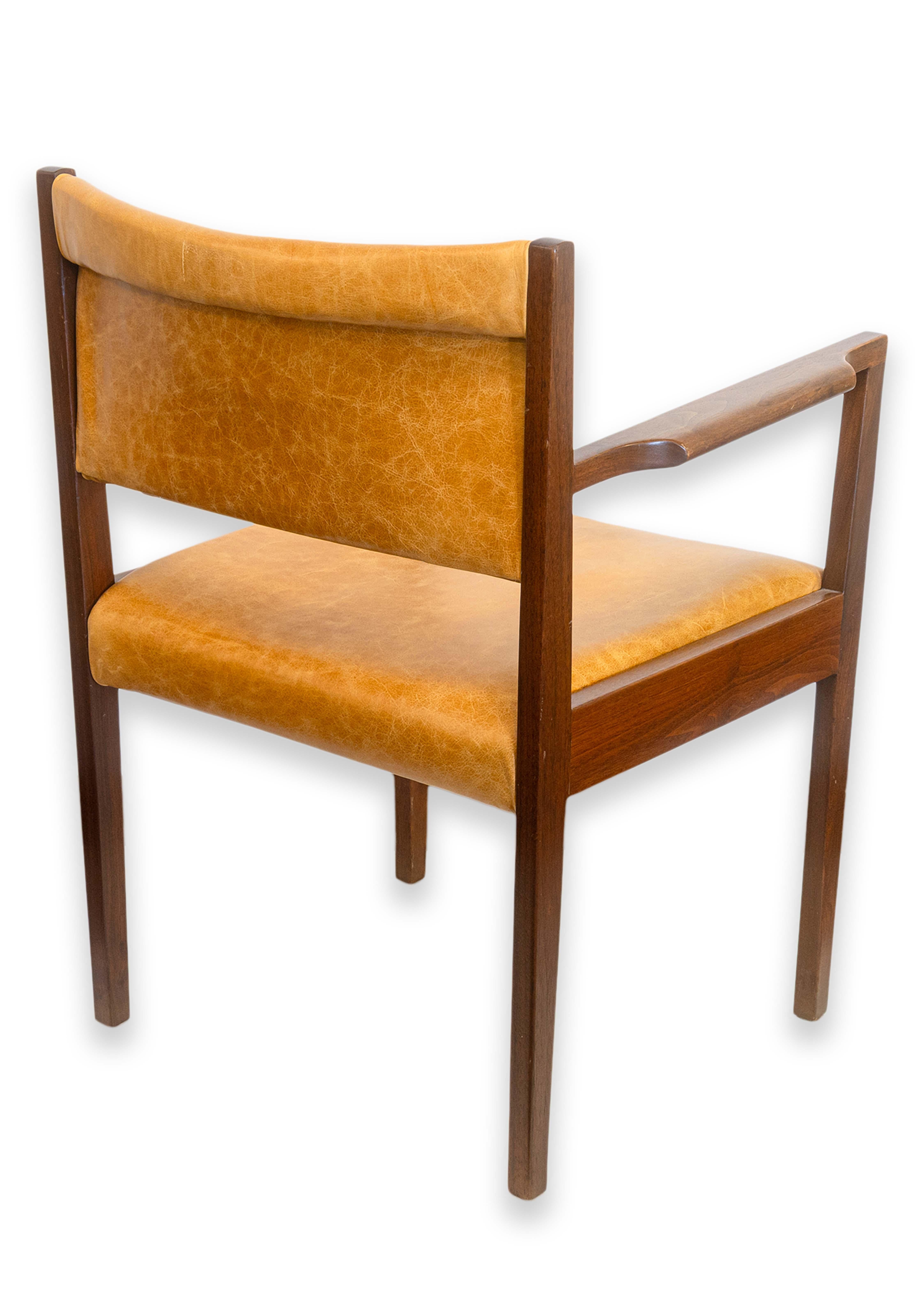 Satz von 8 Vintage Jens Risom Teak & Leder Dänisch Mid Century Mod Esszimmerstühle (Holz) im Angebot