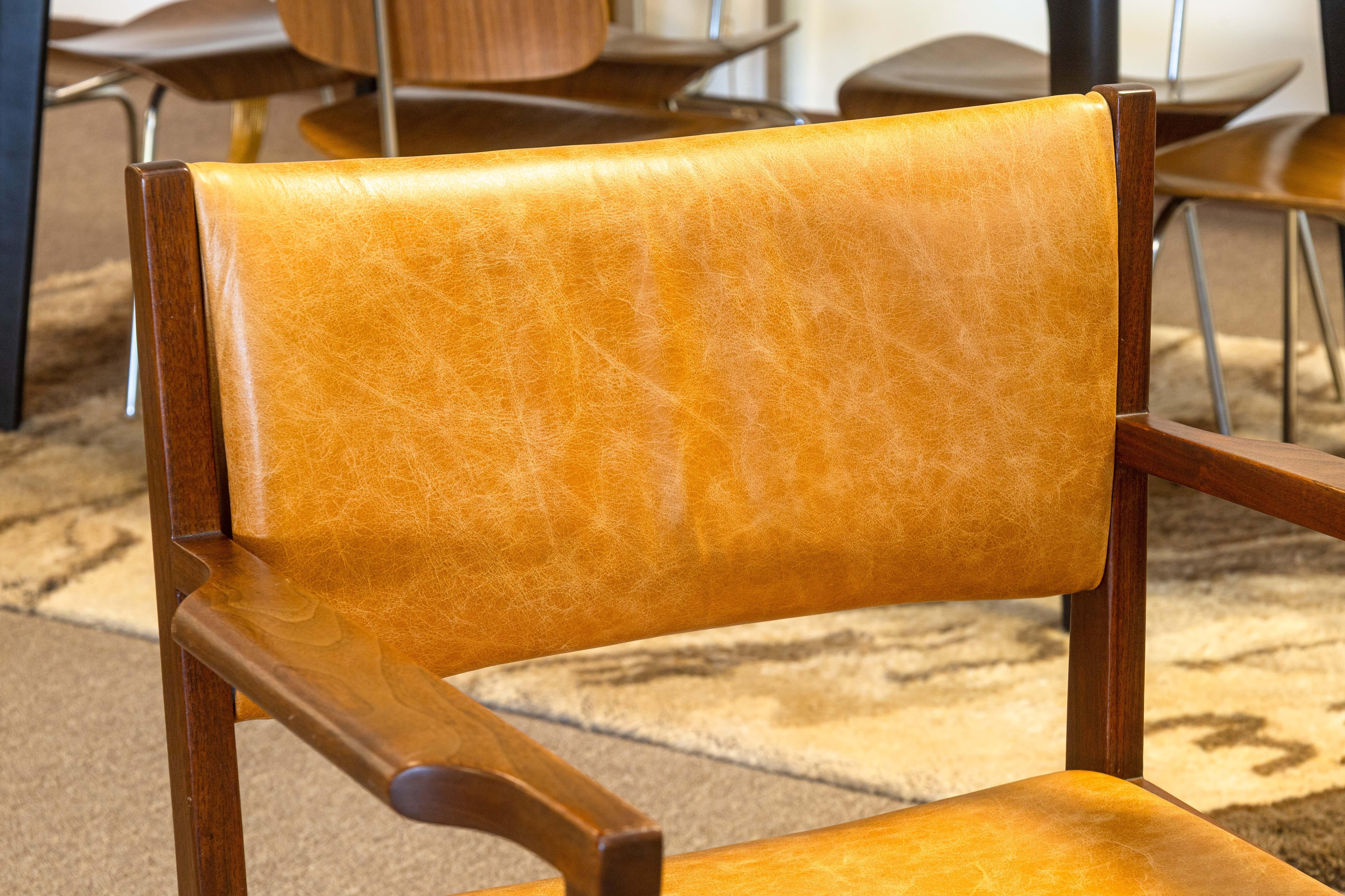Satz von 8 Vintage Jens Risom Teak & Leder Dänisch Mid Century Mod Esszimmerstühle im Angebot 2