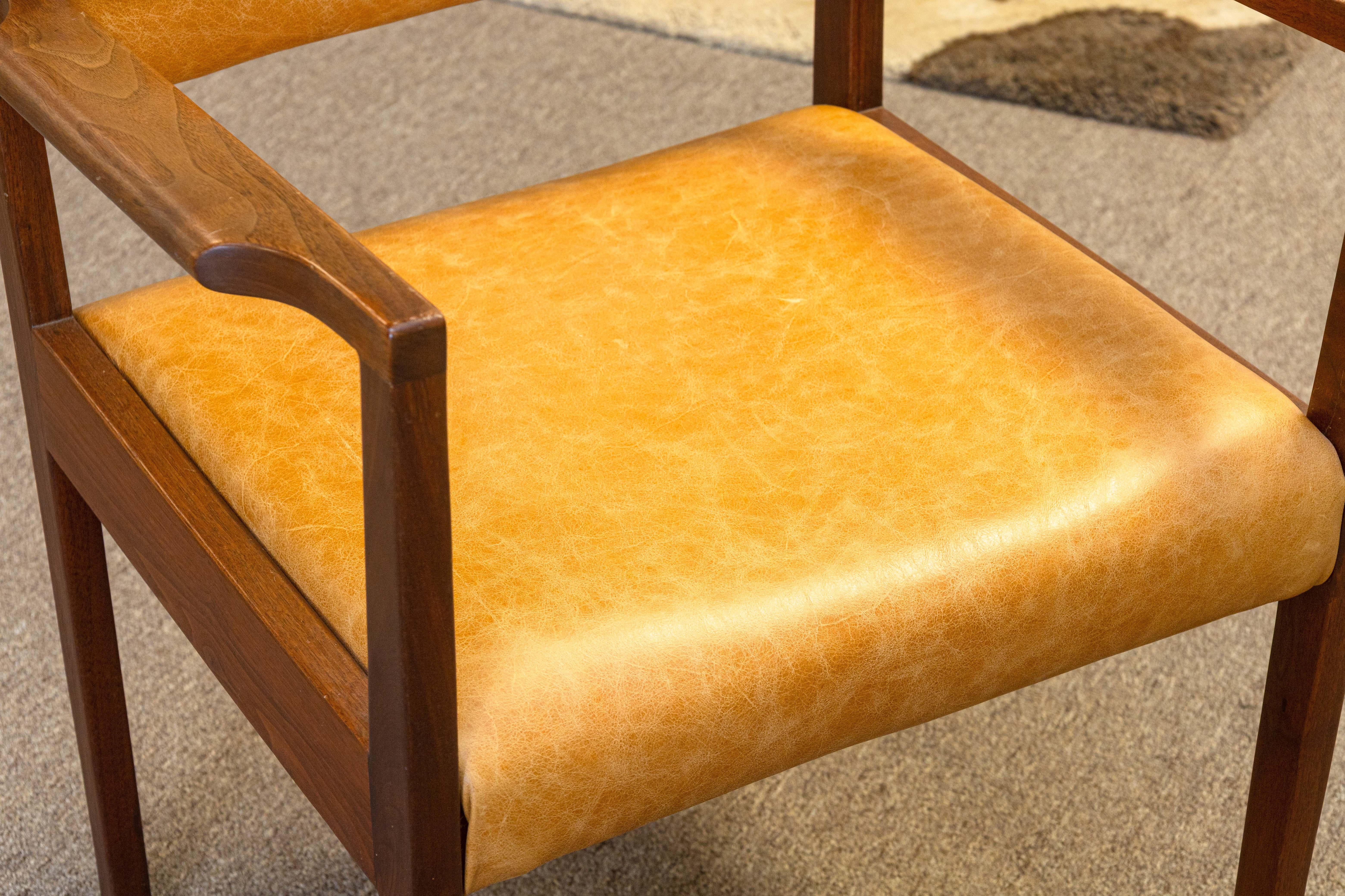Satz von 8 Vintage Jens Risom Teak & Leder Dänisch Mid Century Mod Esszimmerstühle im Angebot 3