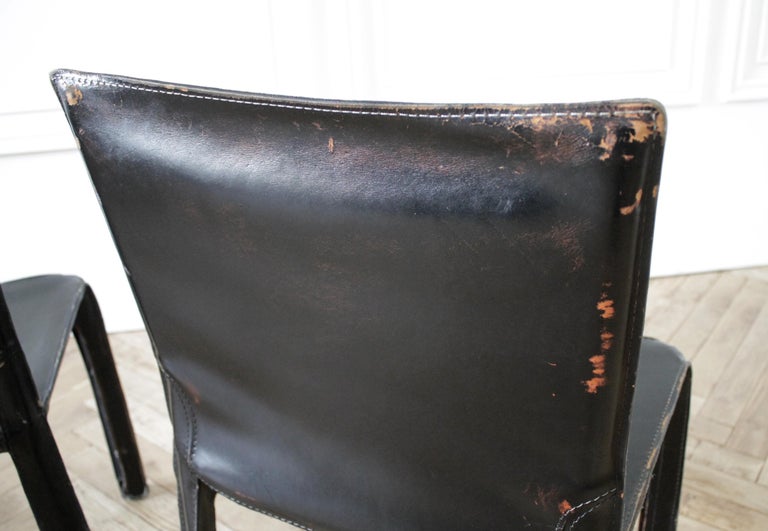 Set Of 8 Vintage Leather Mid Century Modern Chairs With Slip Covers For Sale At 1stdibs