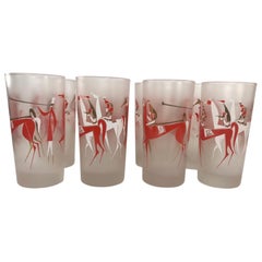 Set of 8 Vintage Libbey Highball Glasses in the Longchamp Pattern