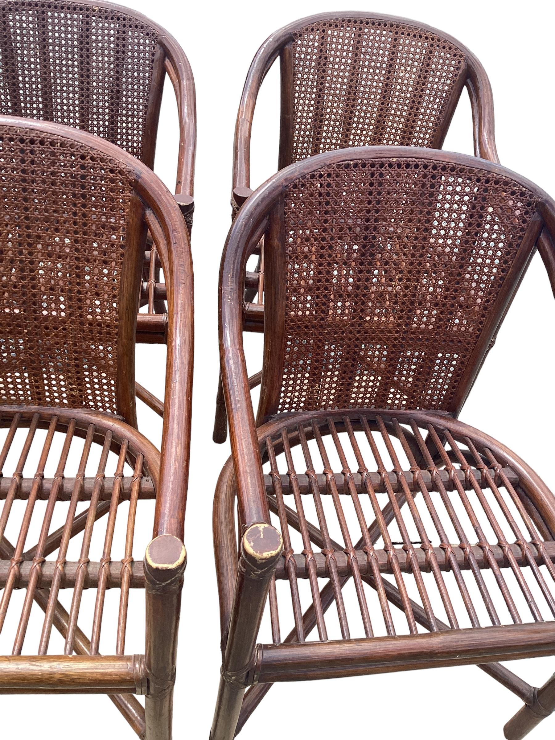 American Set of 8 Vintage McGuire Rattan Dining Chairs