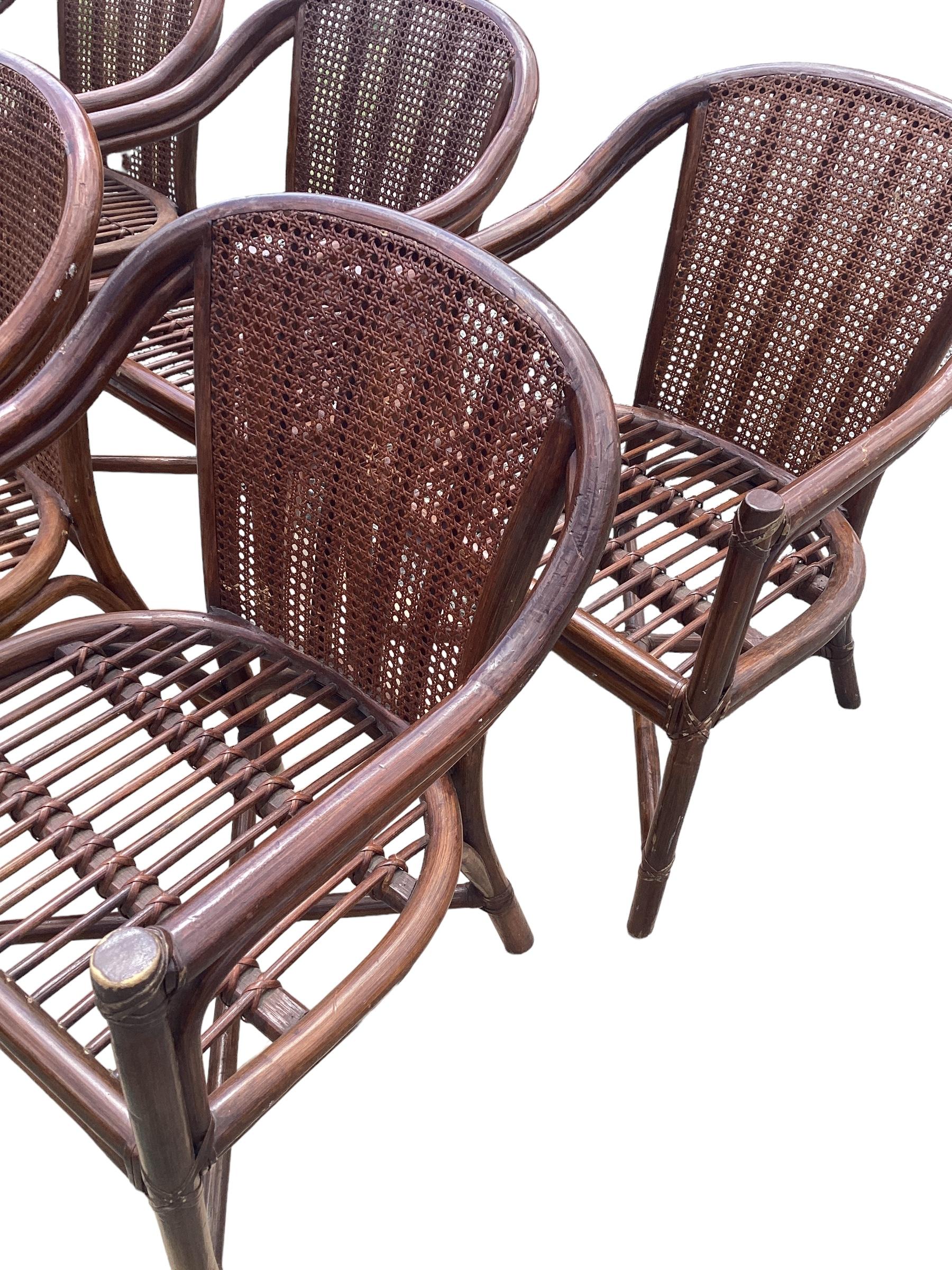 Set of 8 Vintage McGuire Rattan Dining Chairs In Good Condition In Chapel Hill, NC