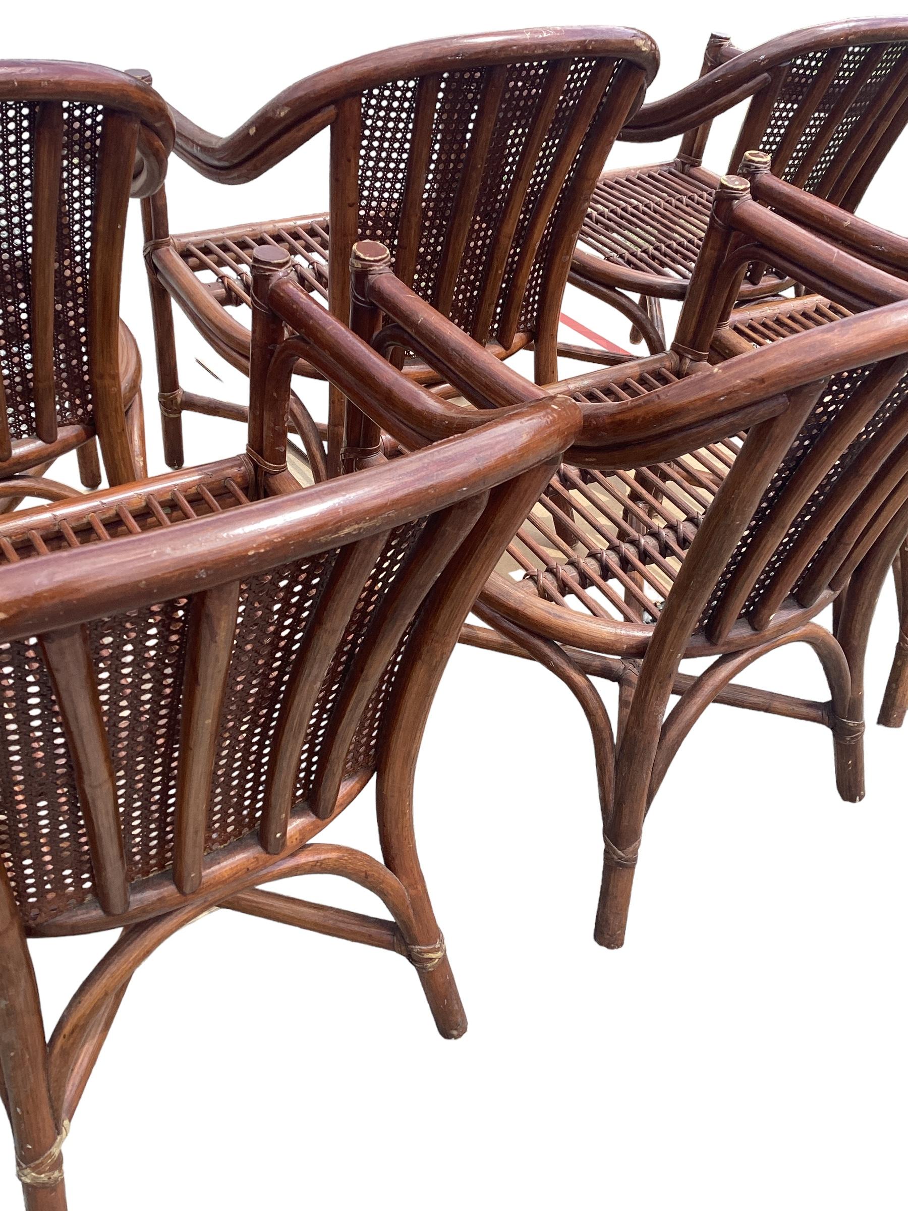 Set of 8 Vintage McGuire Rattan Dining Chairs 1