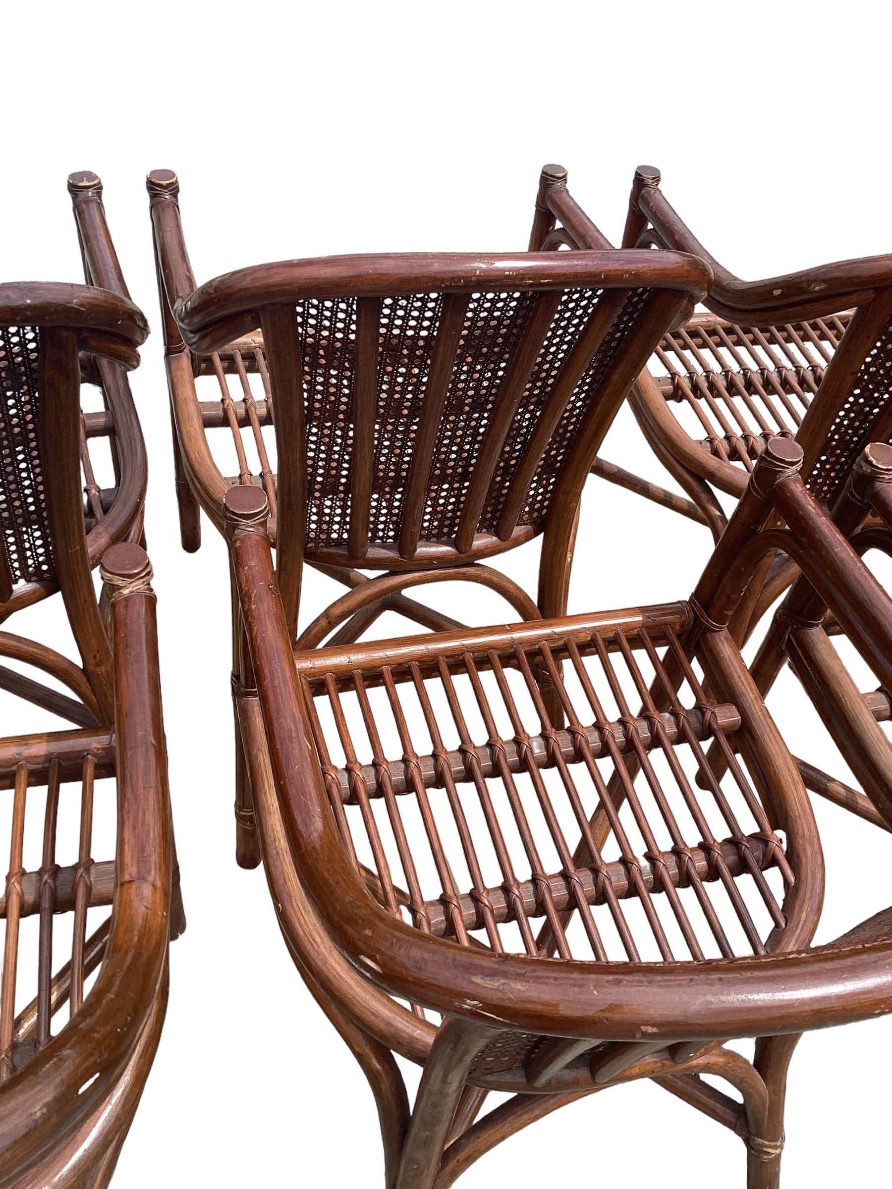Set of 8 Vintage McGuire Rattan Dining Chairs 2