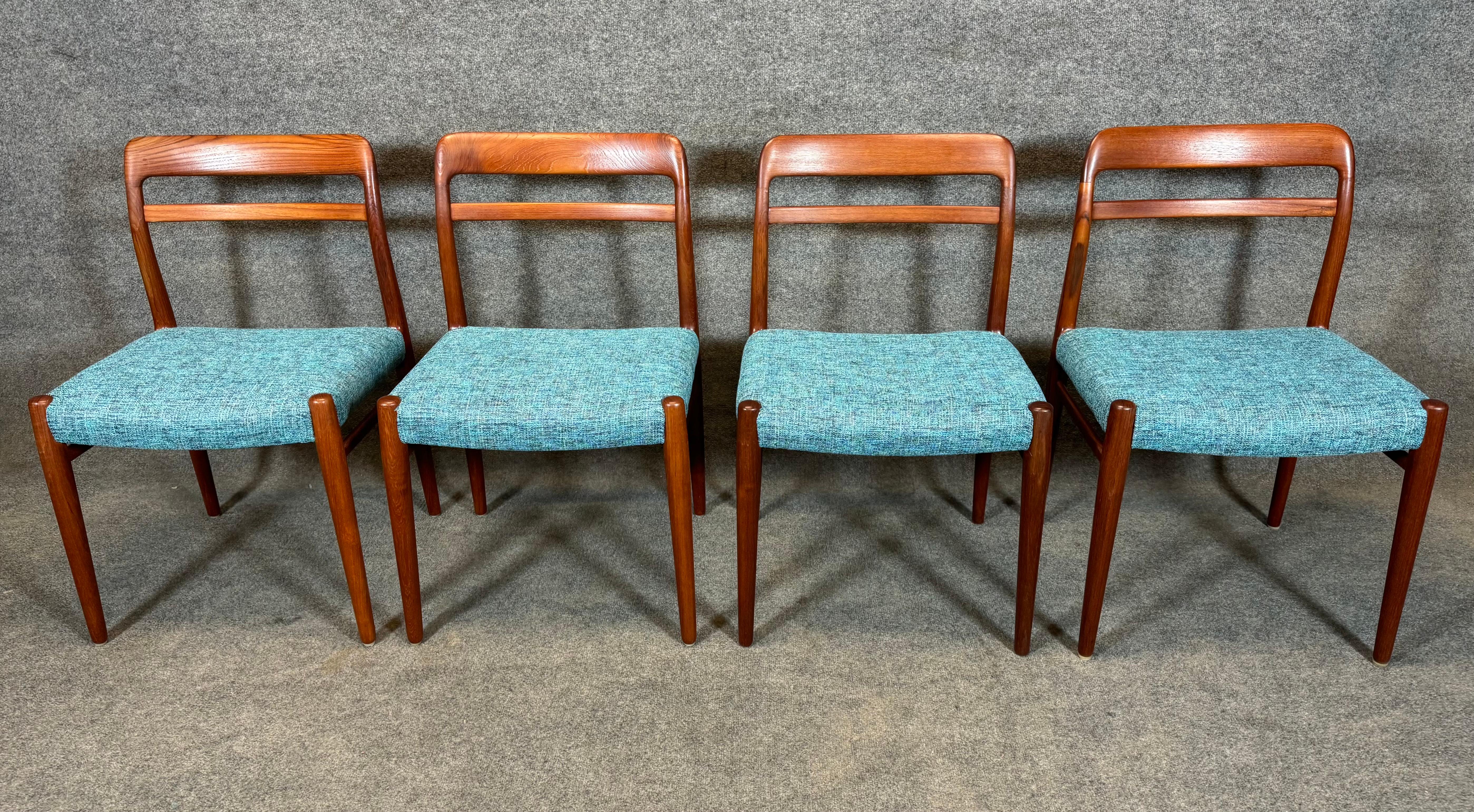 Norwegian Set of 8 Vintage Mid Century Teak Dining Chairs 