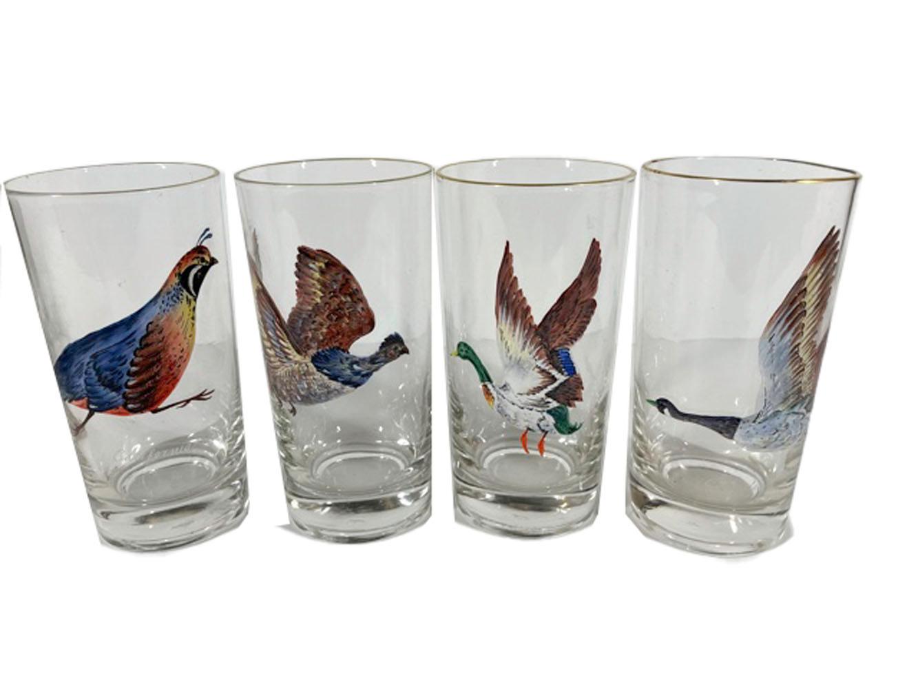 Set of 8 Vintage Ned Smith Gamebird Highball Glasses 1