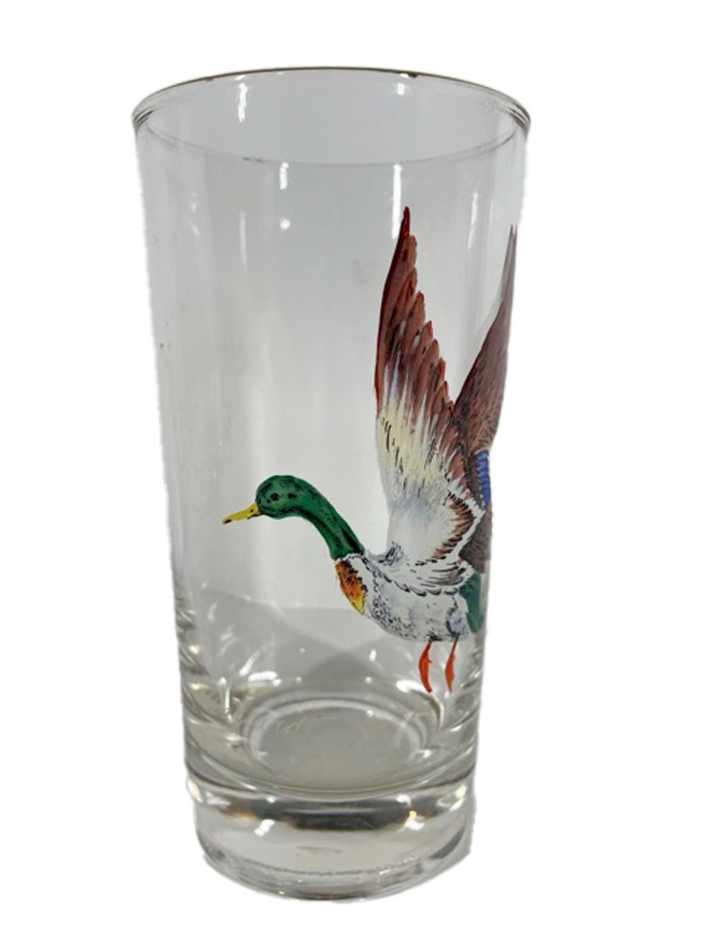 Set of 8 Vintage Ned Smith Gamebird Highball Glasses In Good Condition In Nantucket, MA