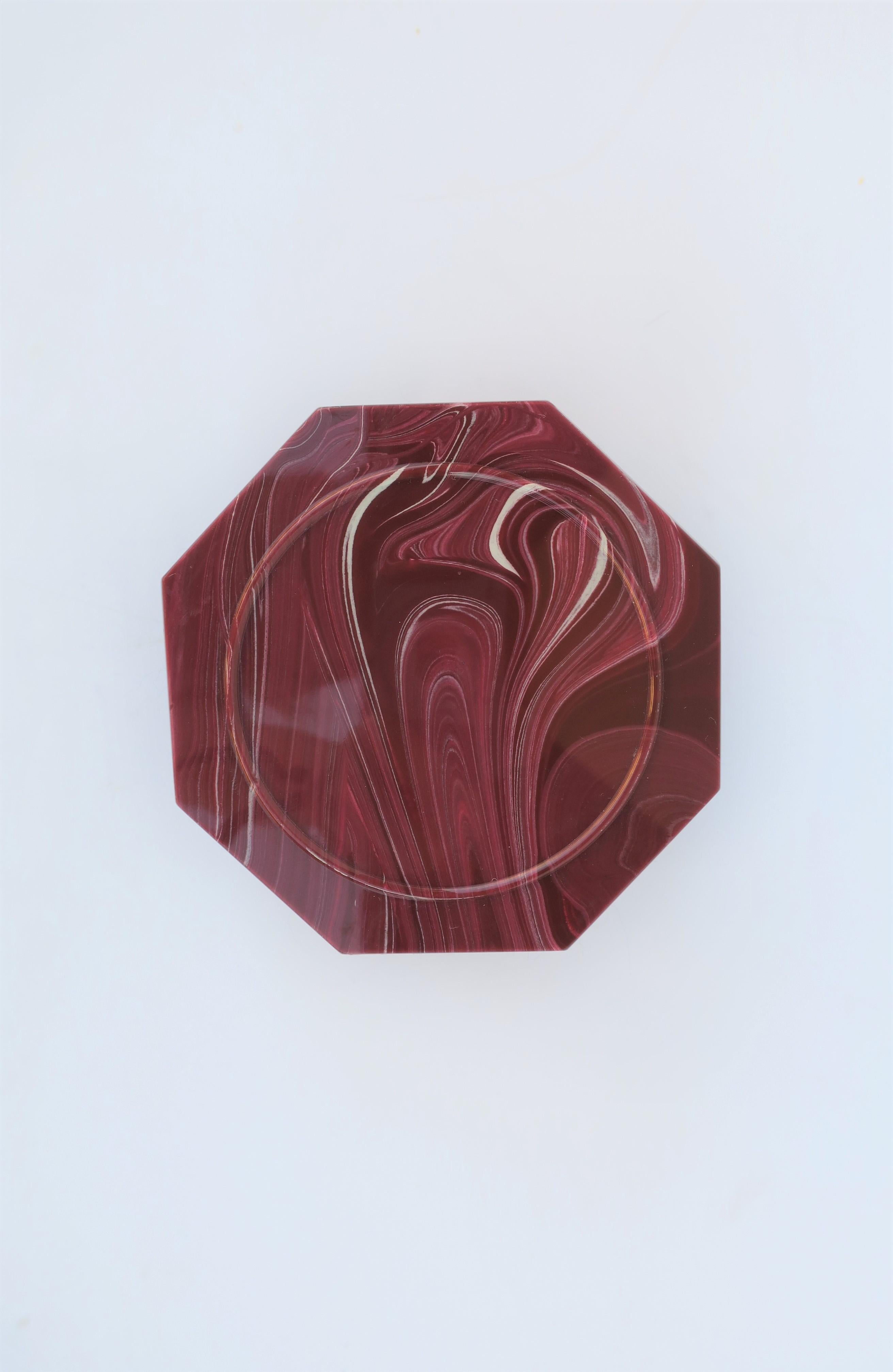 Modern Onyx Marble Style Octagonal Acrylic Coasters, Set of 8 5