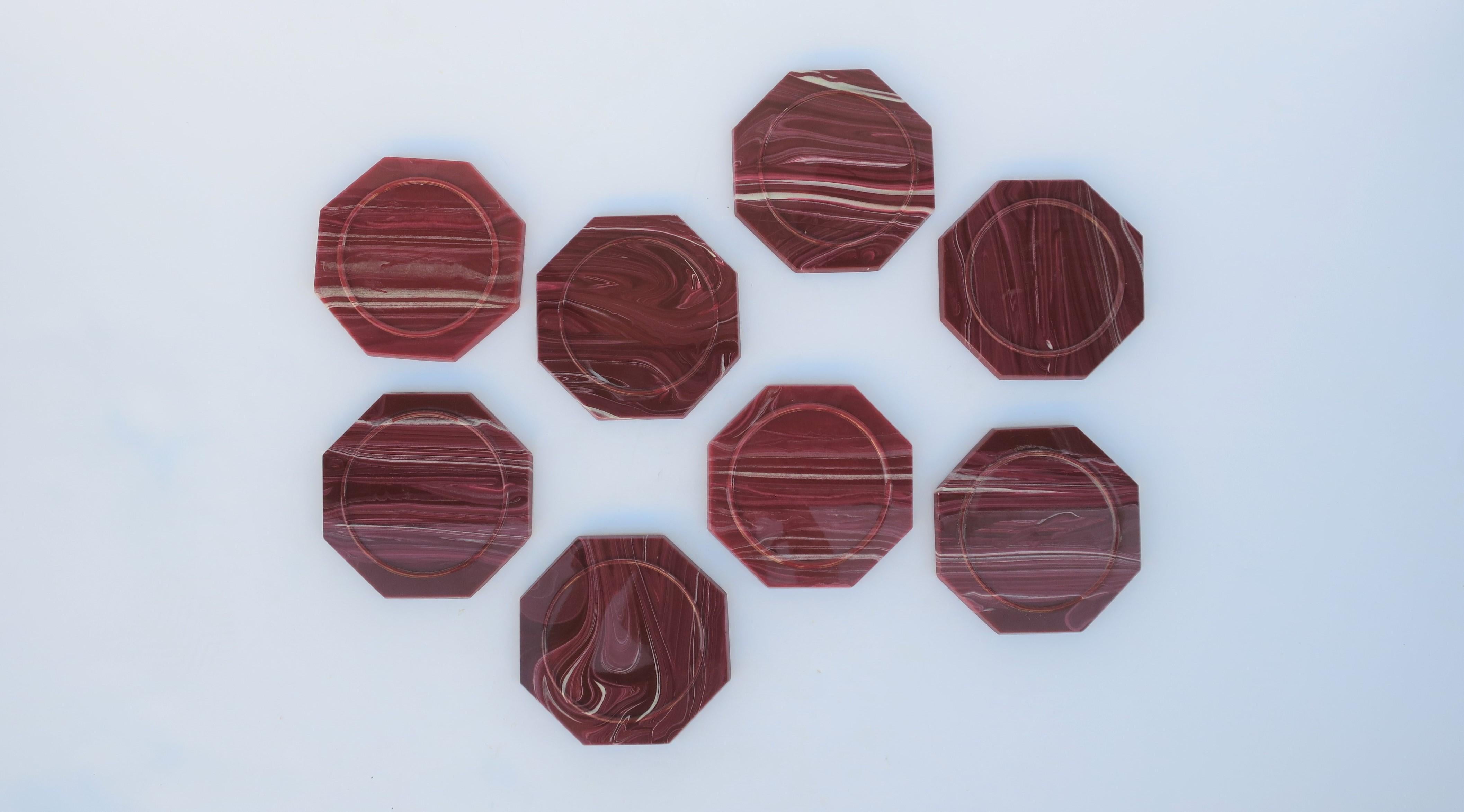 American Modern Onyx Marble Style Octagonal Acrylic Coasters, Set of 8