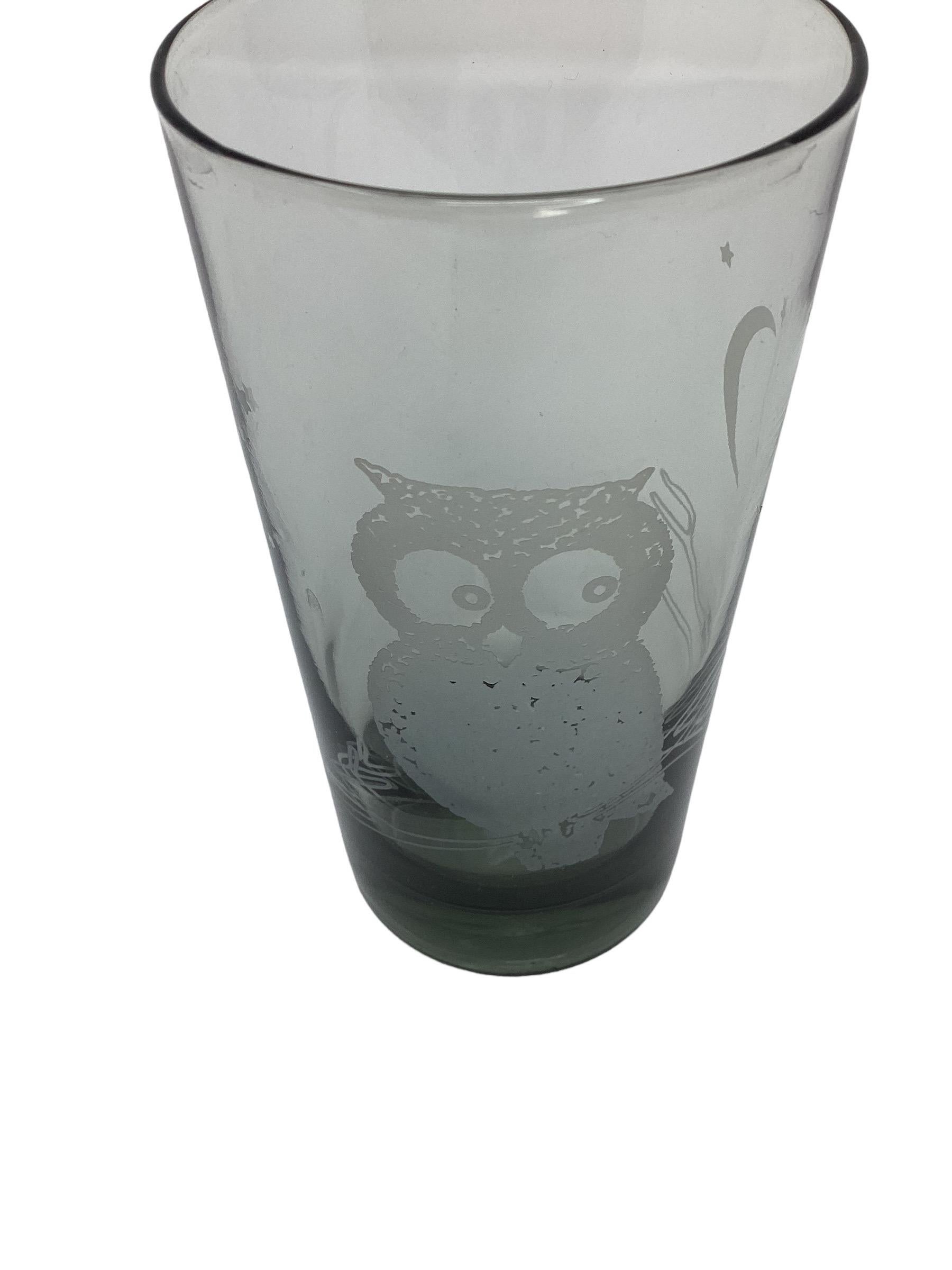 Verre Set de 8 verres Highball Vintage Owl Smoke en vente