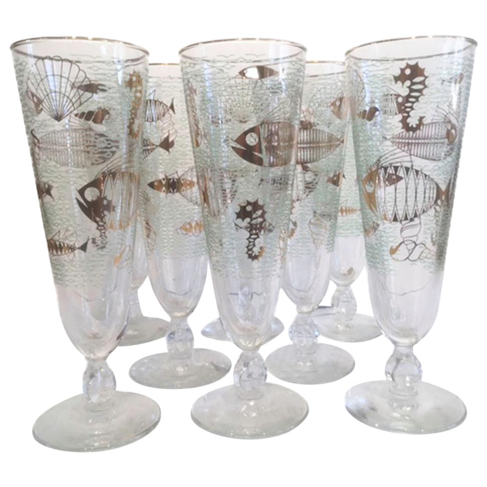 Tom Collins Great gift for him! Vintage glasses Golden Foliage by Libbey Pilsner originally 6 glasses of mcm barware but gin and tonic